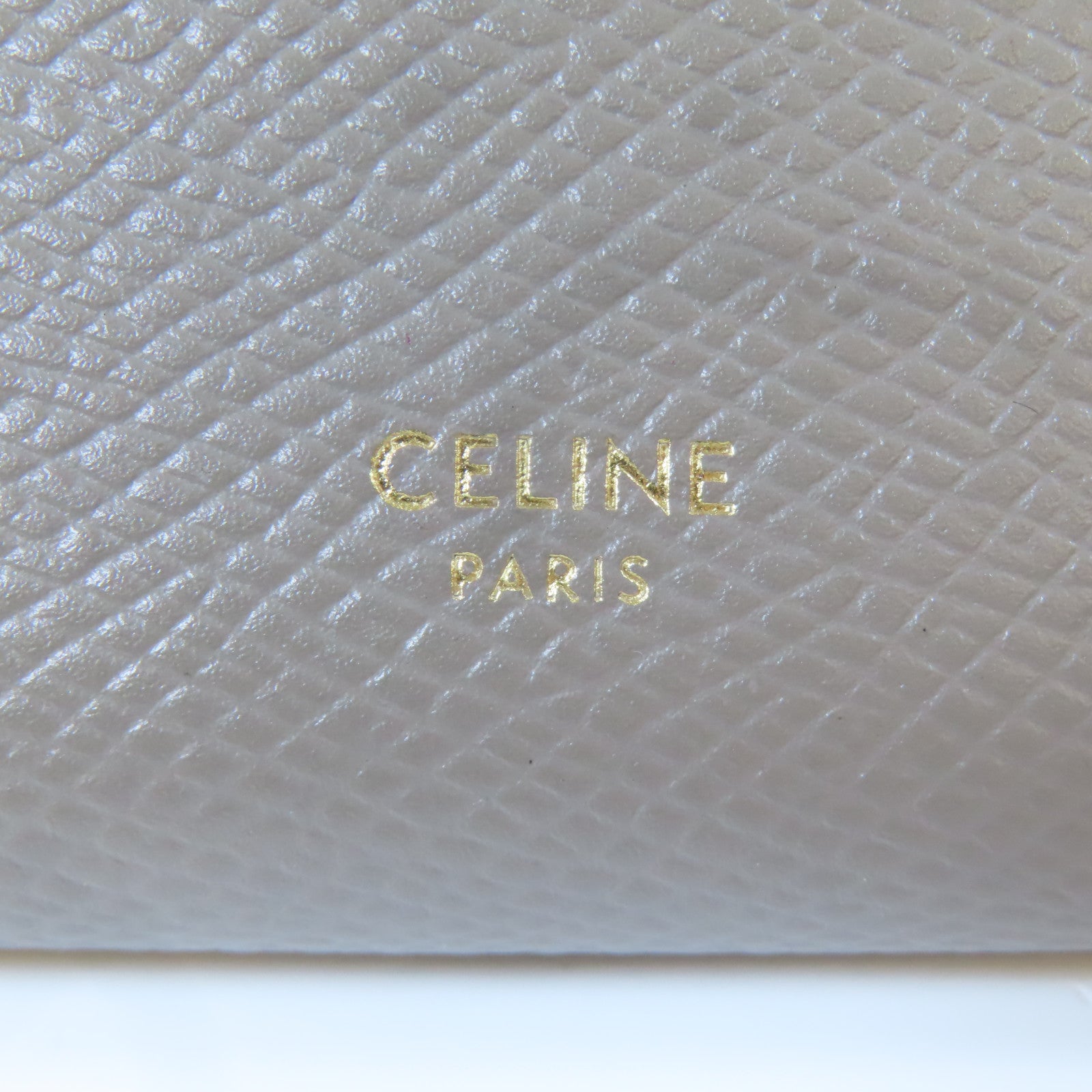 CELINE 牛皮皮革Medium Strap Wallet金扣錢包灰色/淺藍色