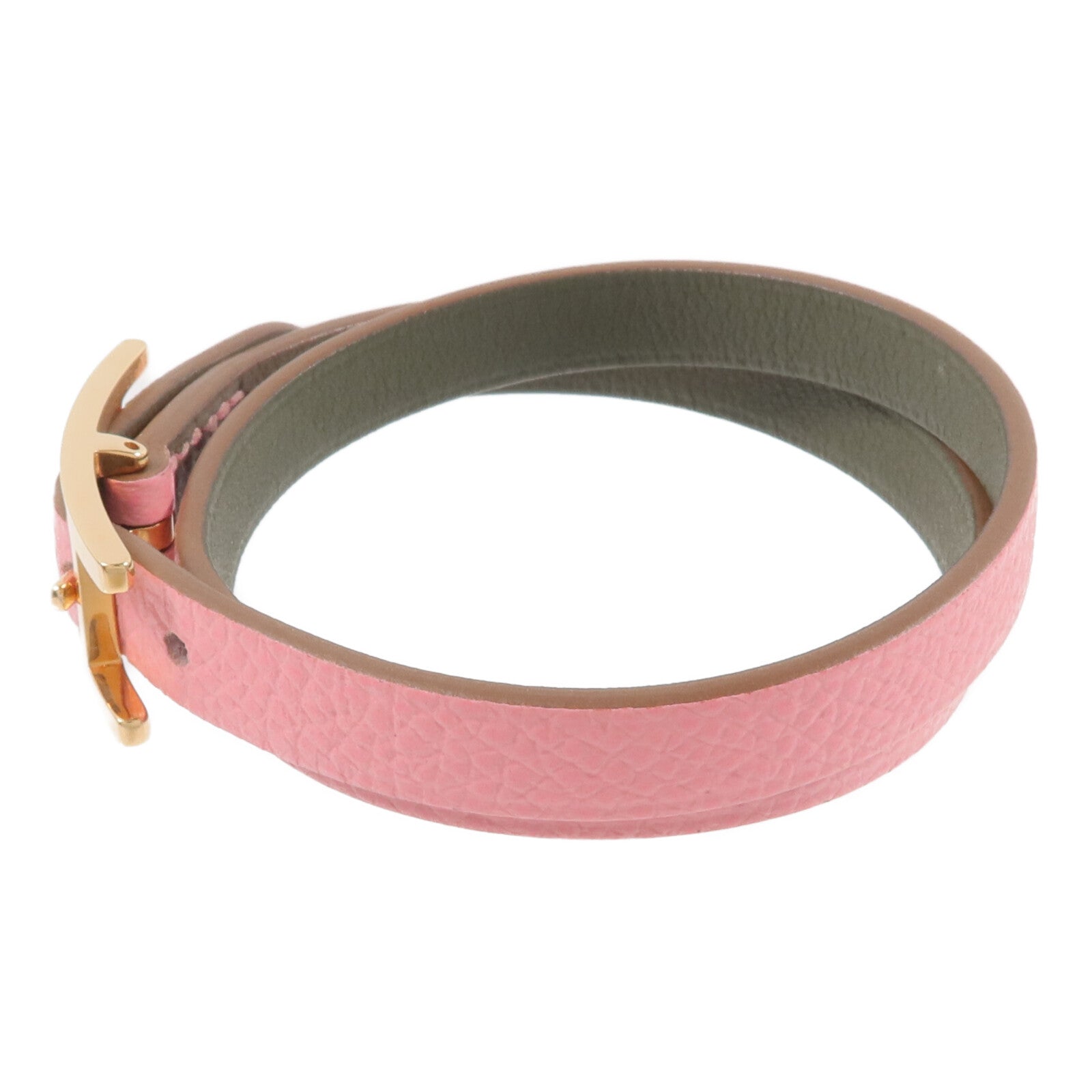 HERMES 【激減優惠】Epsom皮革Behapi Double Tour Bracelet手帶Rose Lipstick