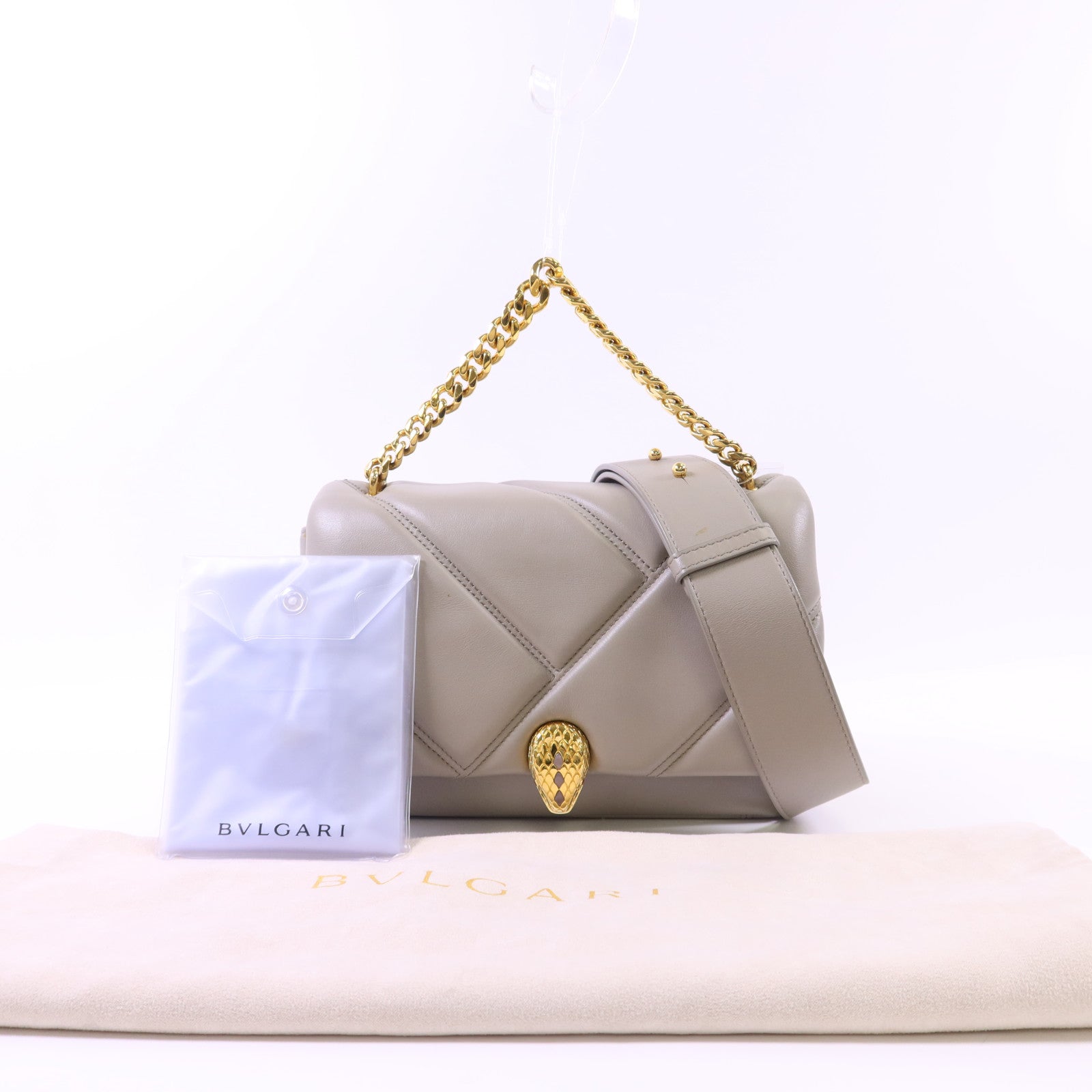 BVLGARI 牛皮皮革2 Way Shoulder Bag金扣手挽肩背兩用袋