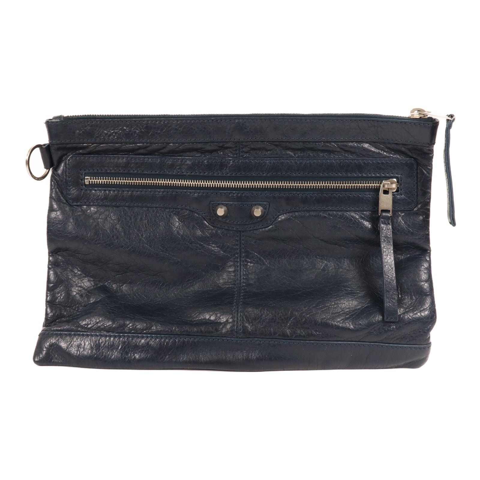 BALENCIAGA 牛皮皮革Pouch銀扣手拿包