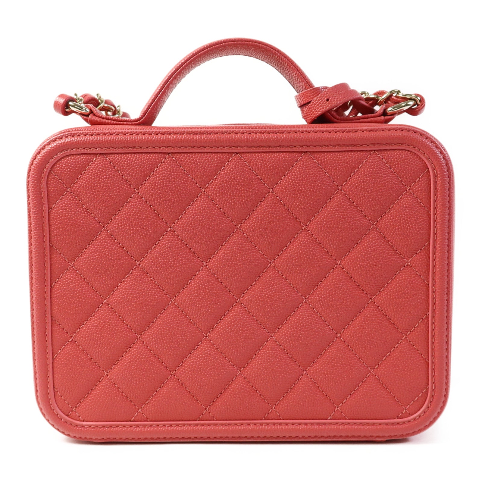 CHANEL 牛皮皮革Vanity Case金扣手挽肩背兩用袋