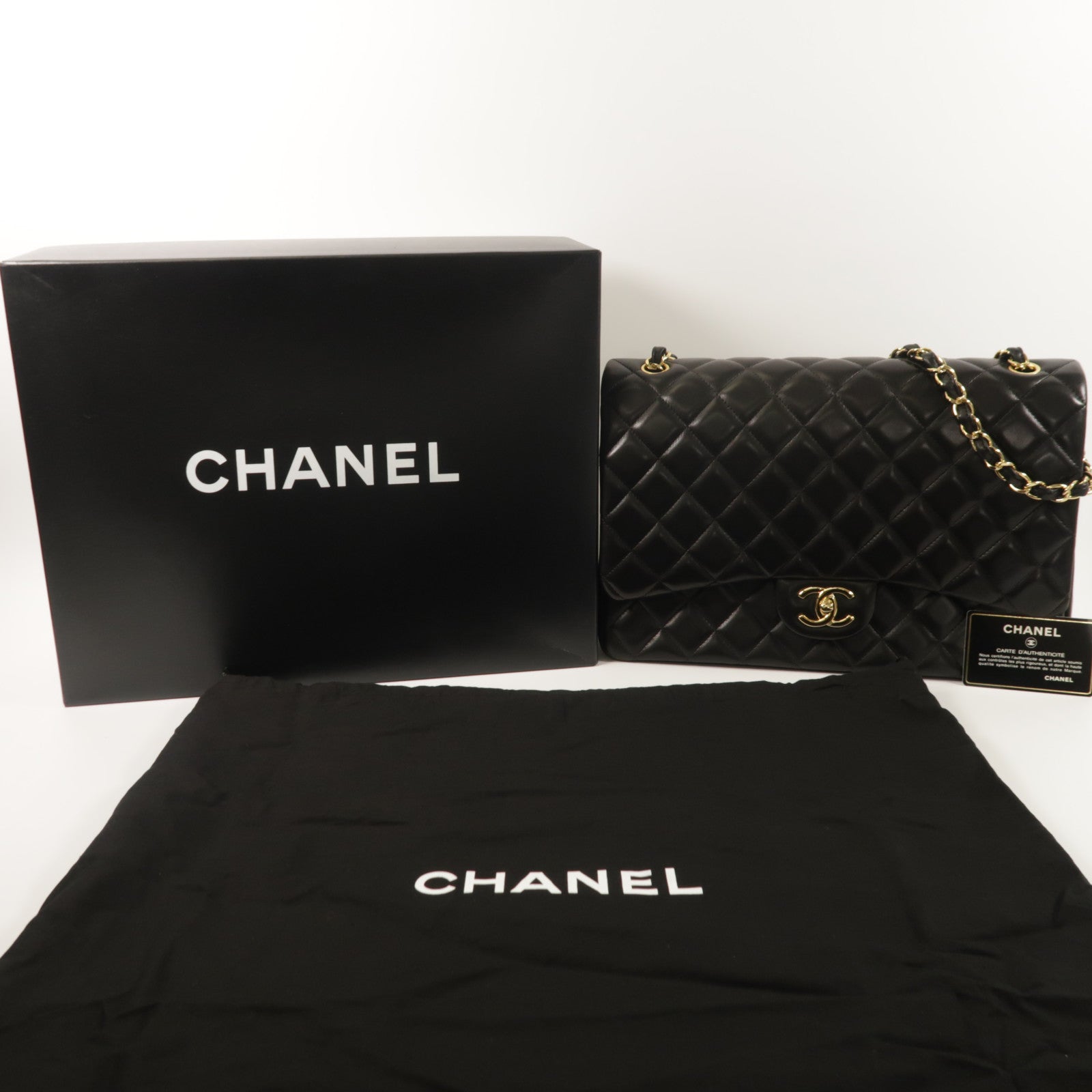 CHANEL 羊皮皮革Maxi Classic鏈帶肩背袋