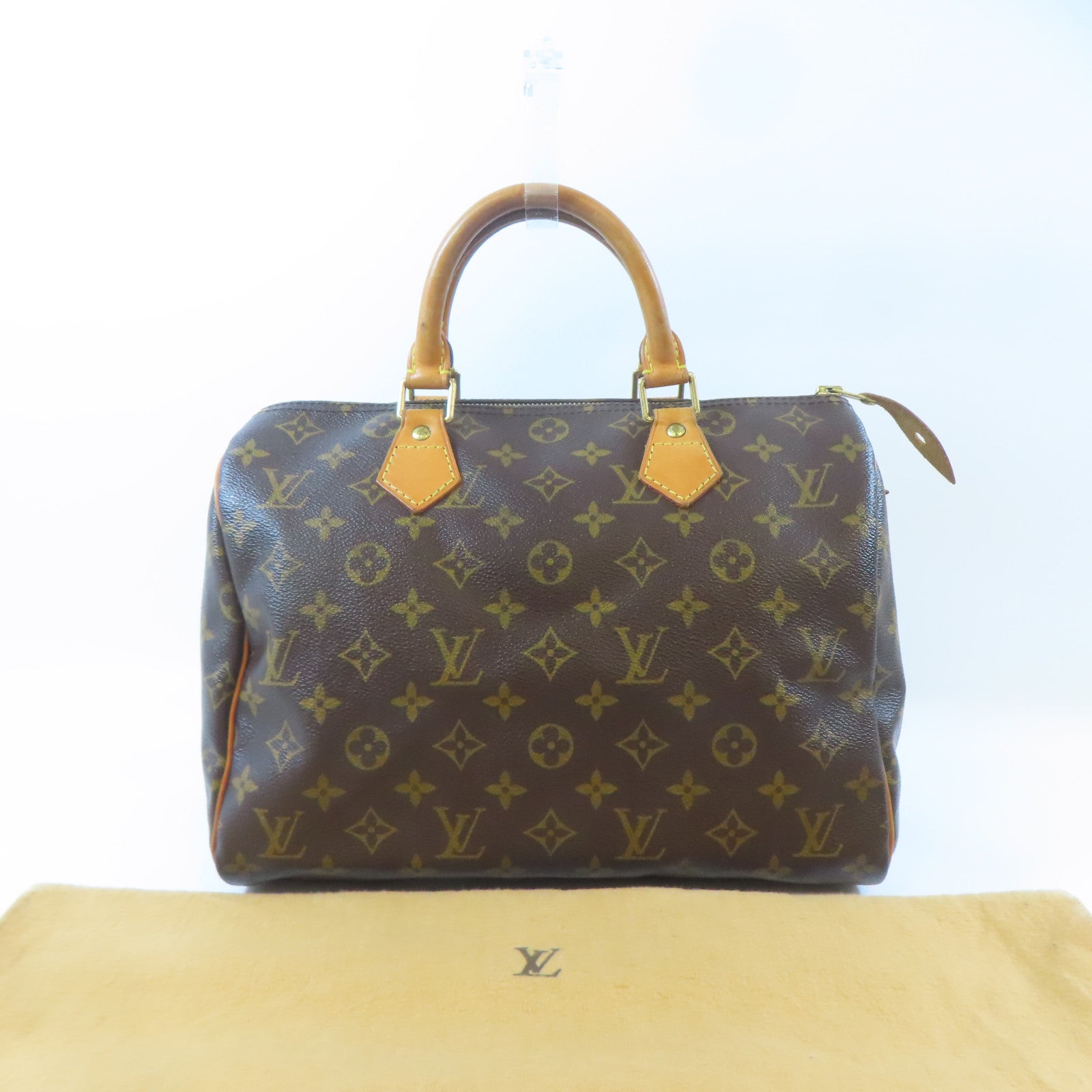 LOUIS VUITTON Monogram Speedy 30金扣手挽袋棕色