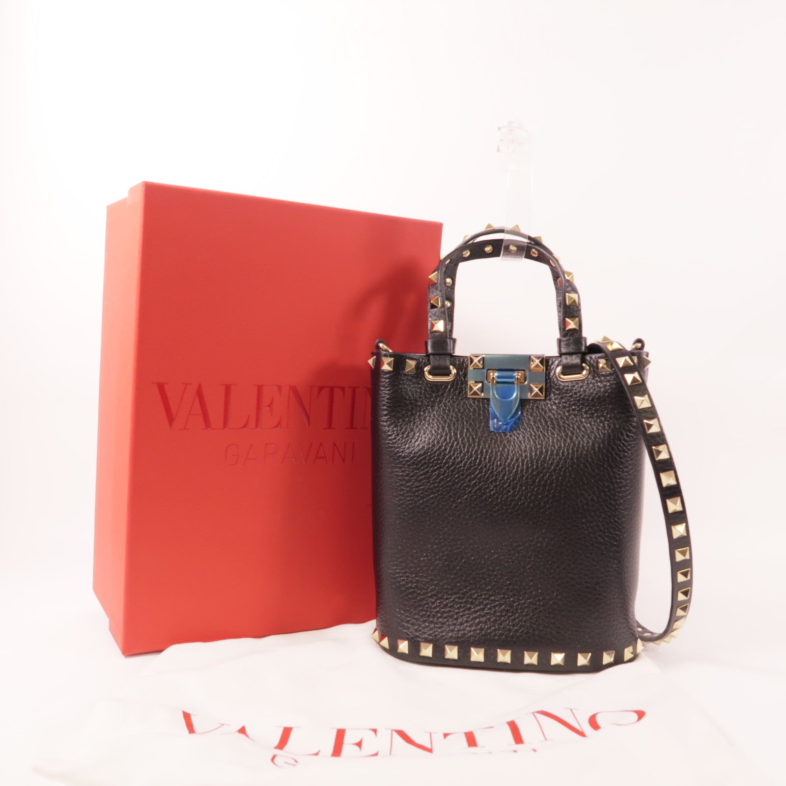 Valentino 牛皮皮革Rockstud 金扣手挽肩背兩用袋