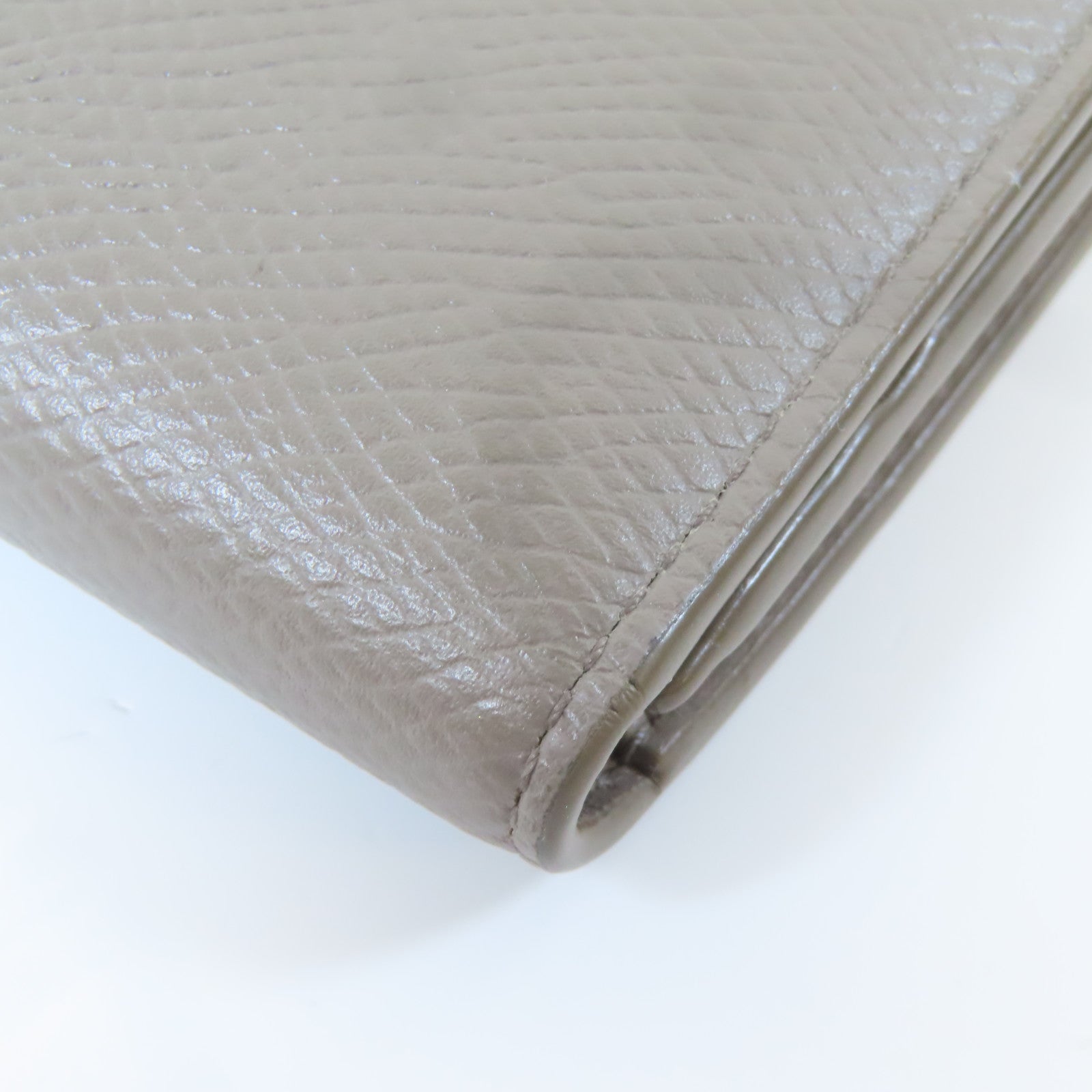 CELINE 牛皮皮革Medium Strap Wallet金扣錢包灰色/淺藍色