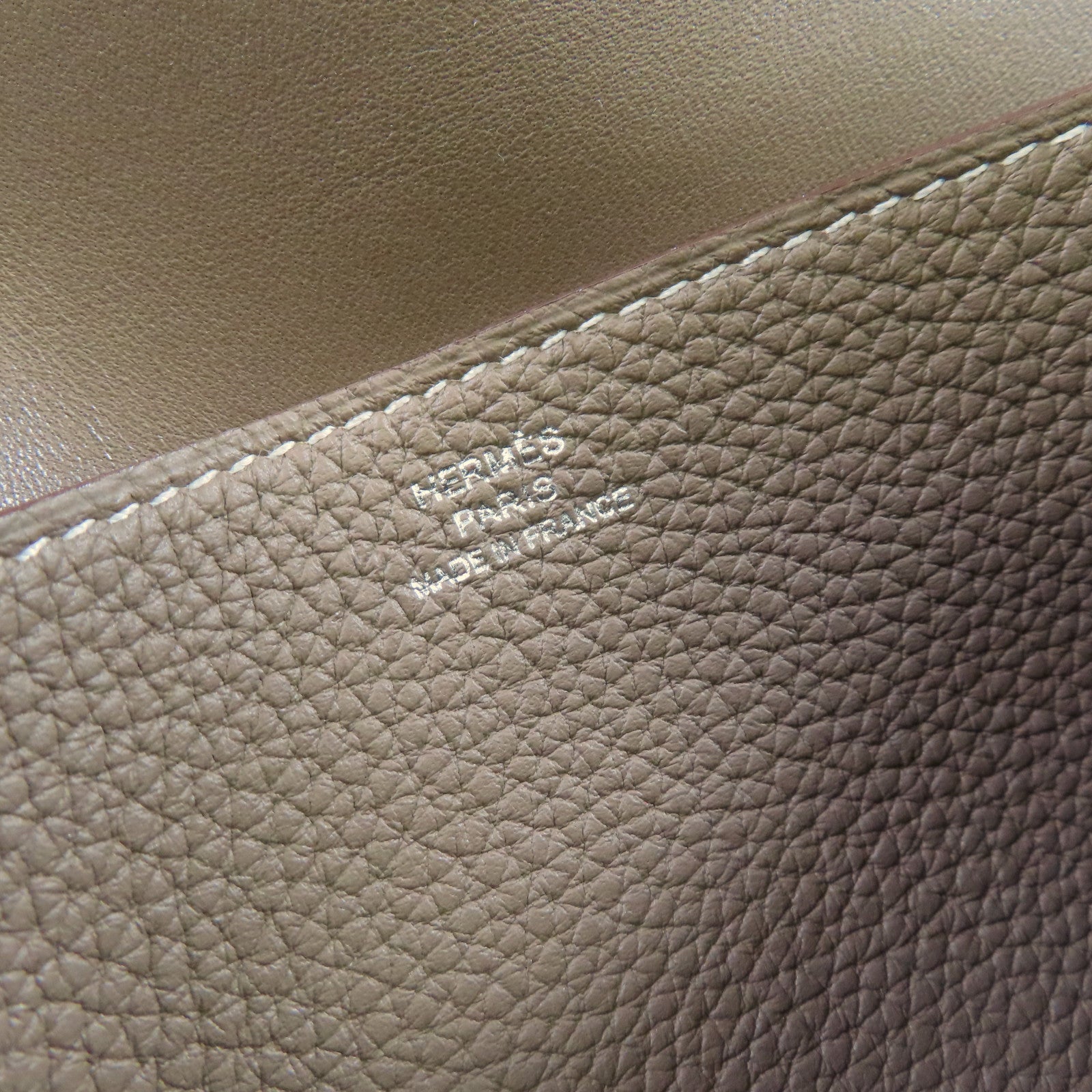 HERMES Togo皮革Dogon Wallet銀扣長錢包Etoupe大象色