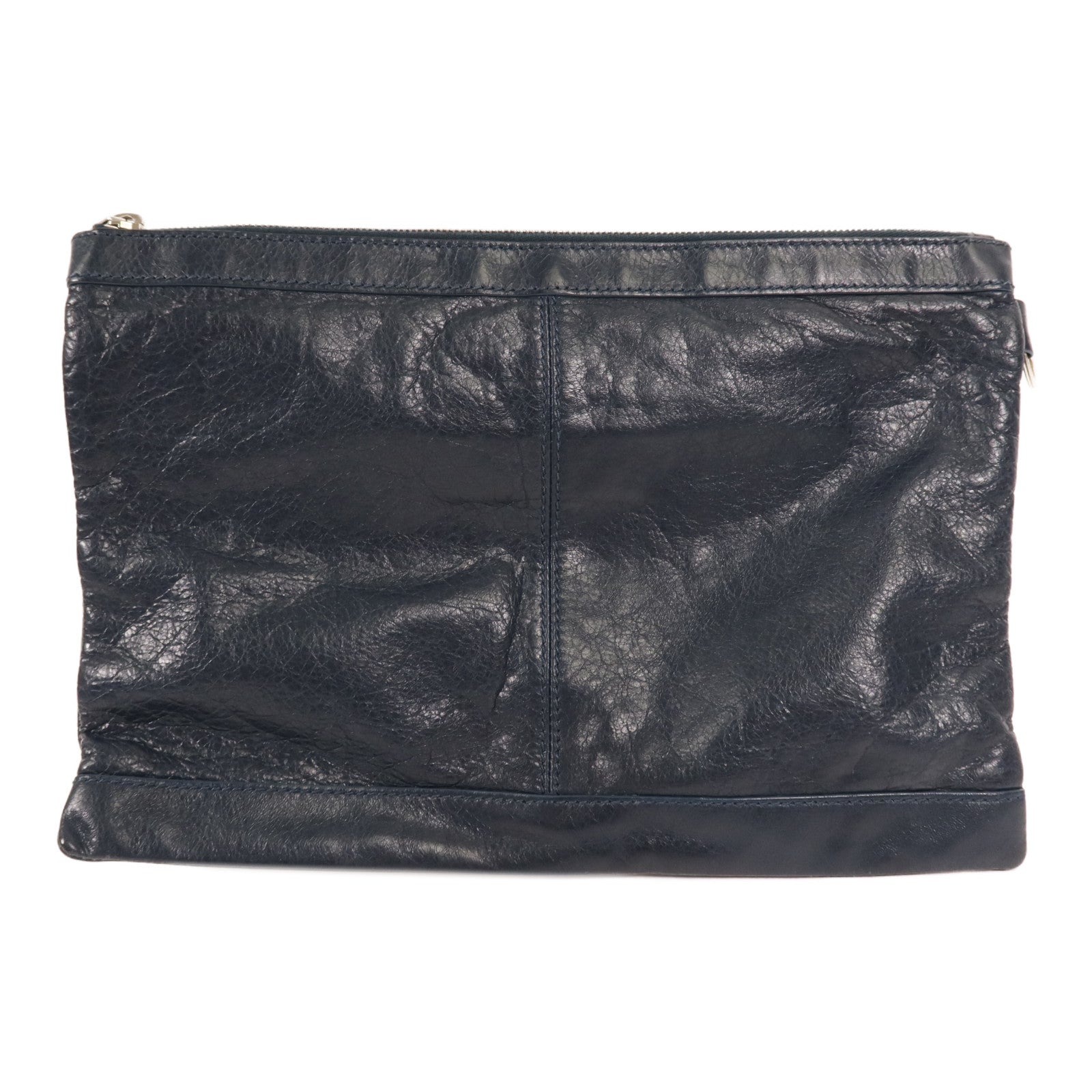 BALENCIAGA 牛皮皮革Pouch銀扣手拿包