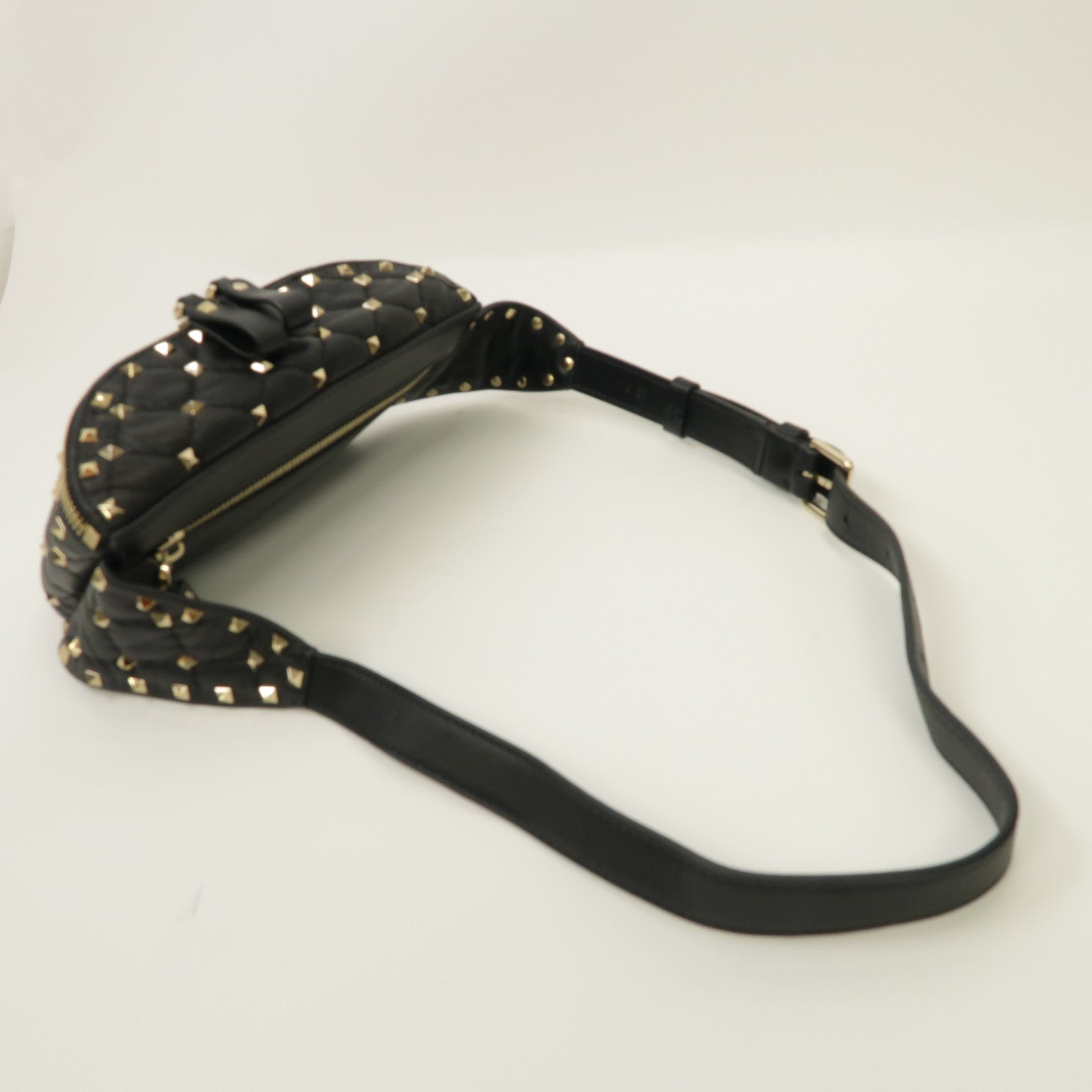Valentino 牛皮皮革Rockstud Waist Bag金扣腰包黑色