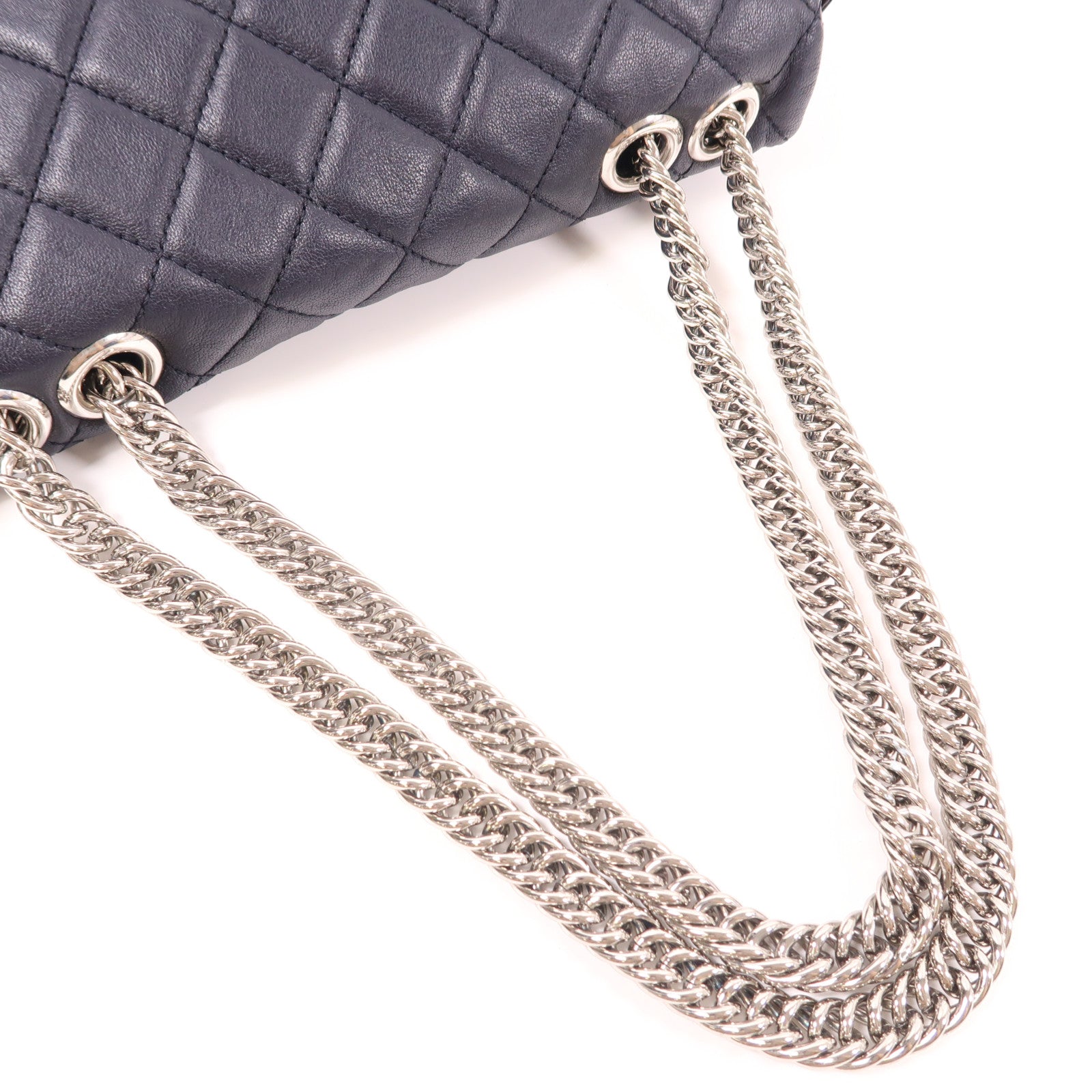 CHANEL CC SHW Chain Shoulder Bag Calfskin Leather Navy