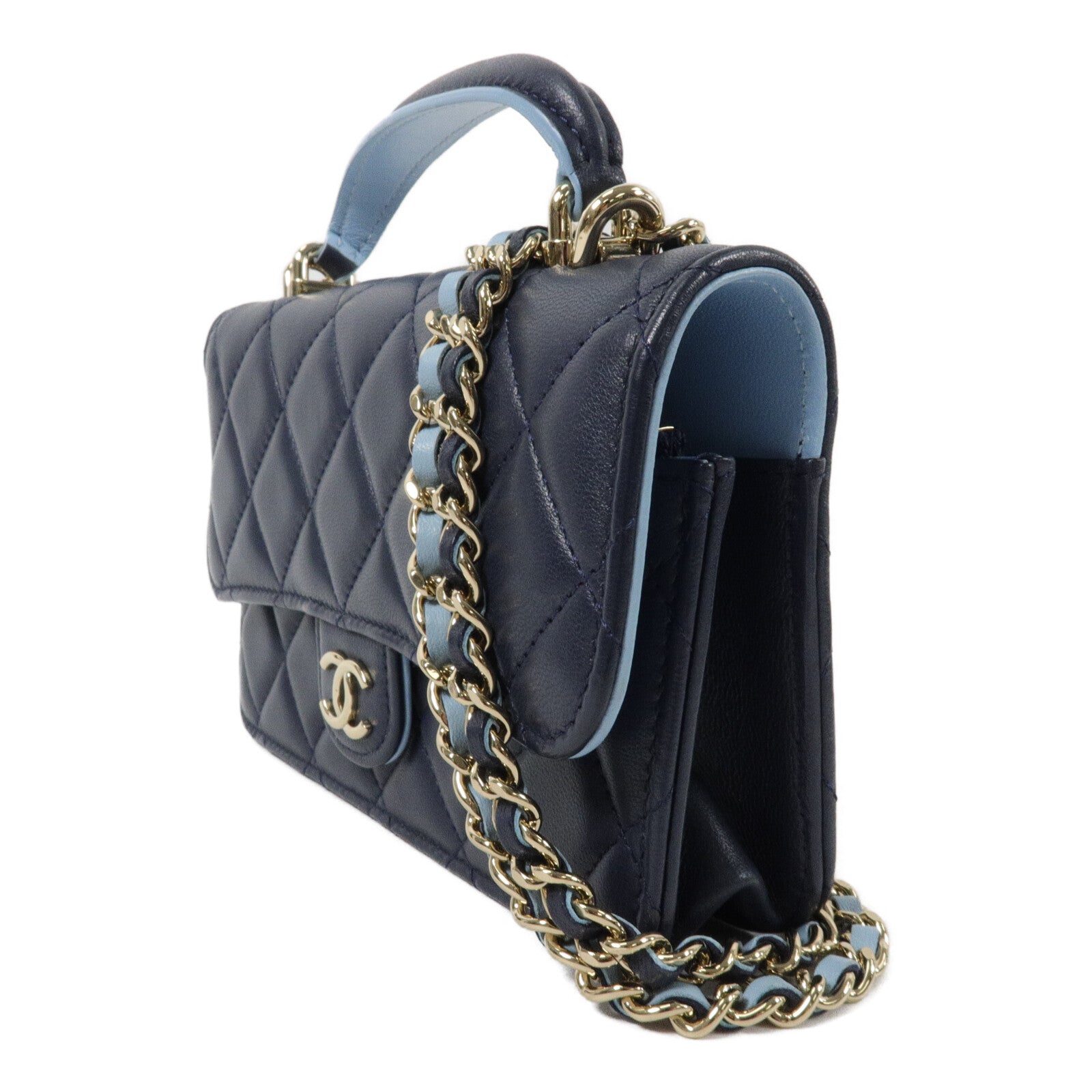 CHANEL 羊皮皮革Mini Flap Bag鏈帶手挽肩背兩用袋