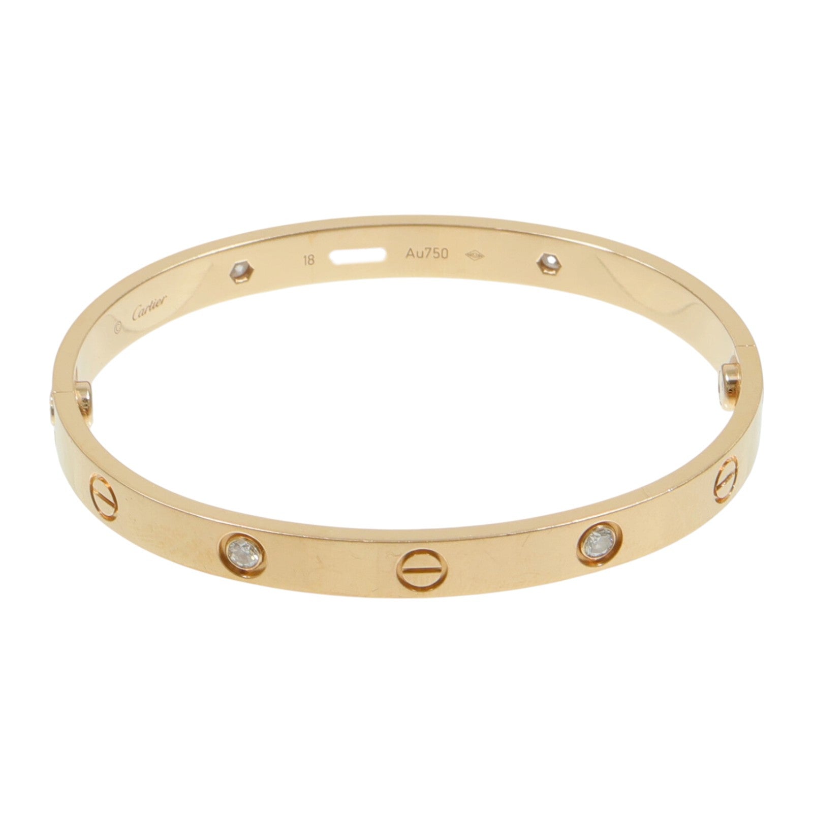 CARTIER 18玫瑰金Love Bracelet 4P Diamond手鐲