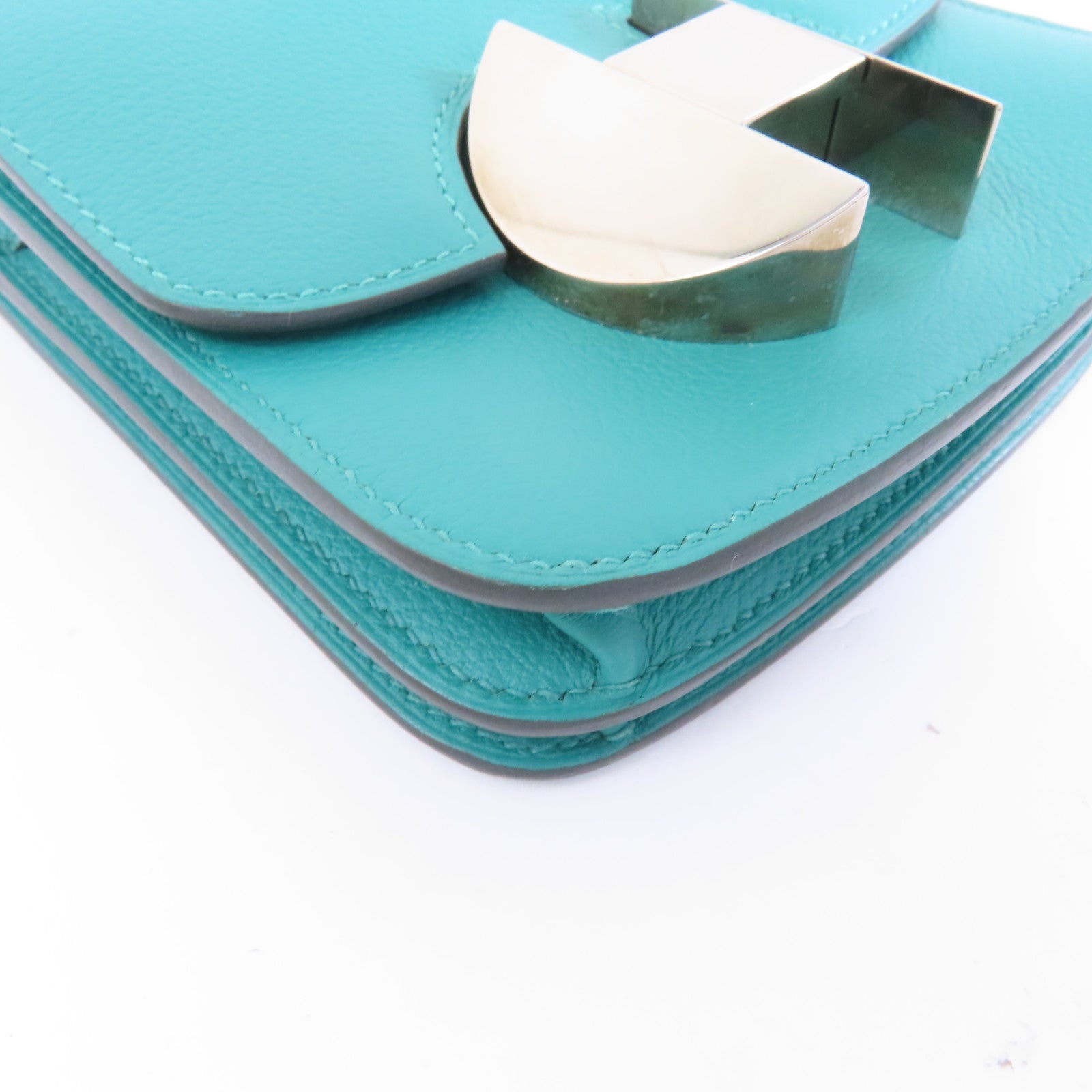 HERMES 【激減優惠】Evercolor皮革2002 Wallet銀扣錢包Vert Verone/綠色