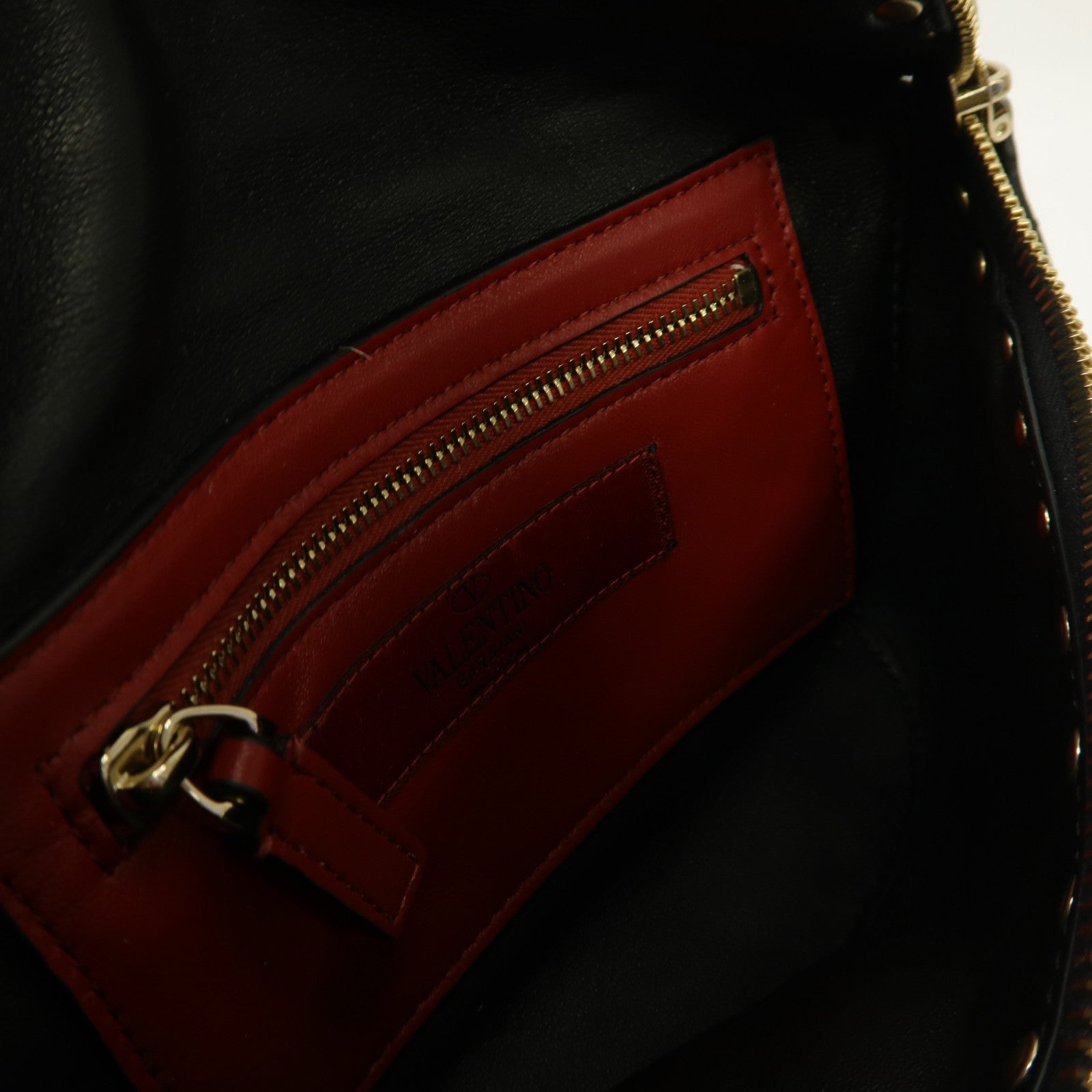 Valentino 牛皮皮革Rockstud Waist Bag金扣腰包黑色