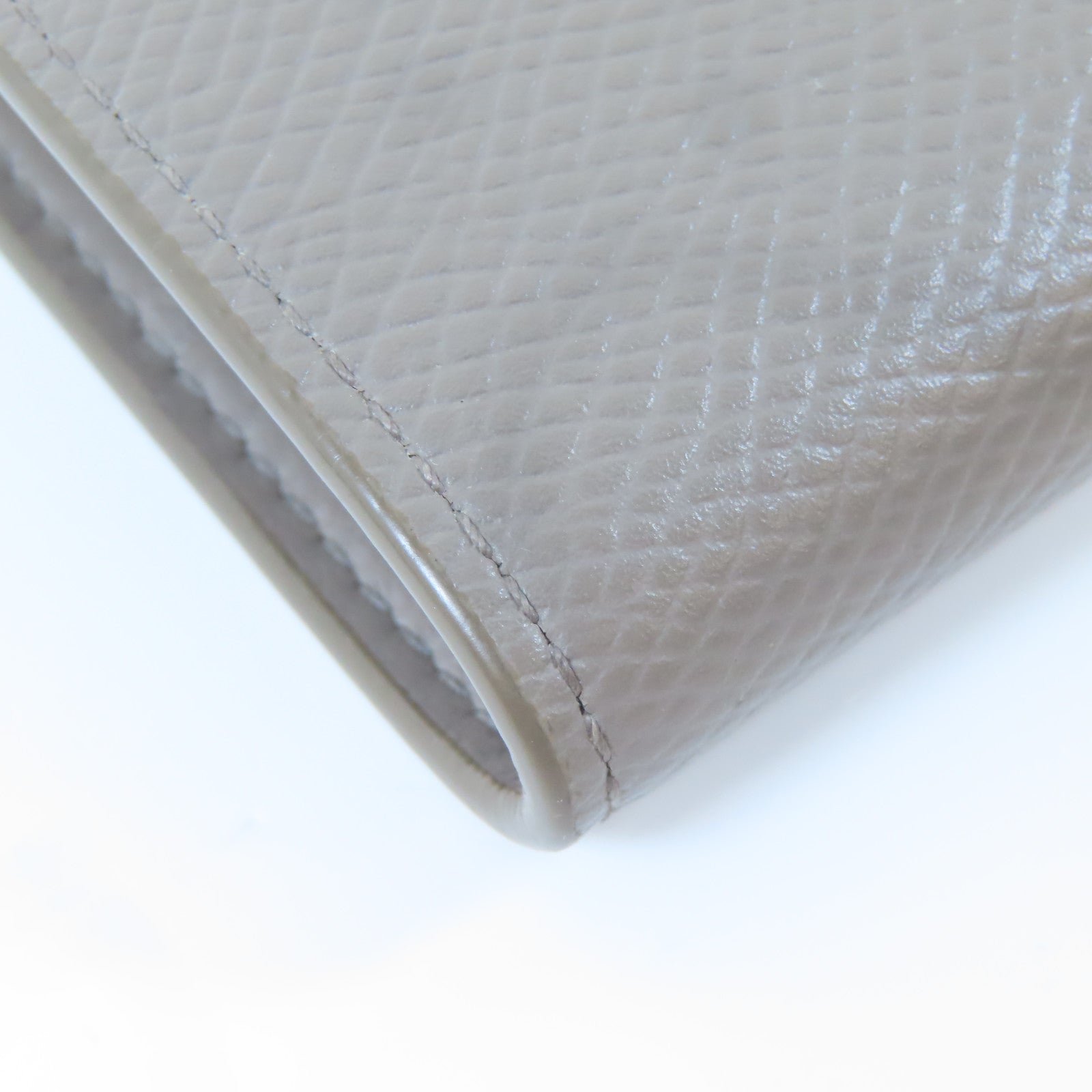 CELINE 牛皮皮革Medium Strap Wallet金扣錢包灰色/淺藍色