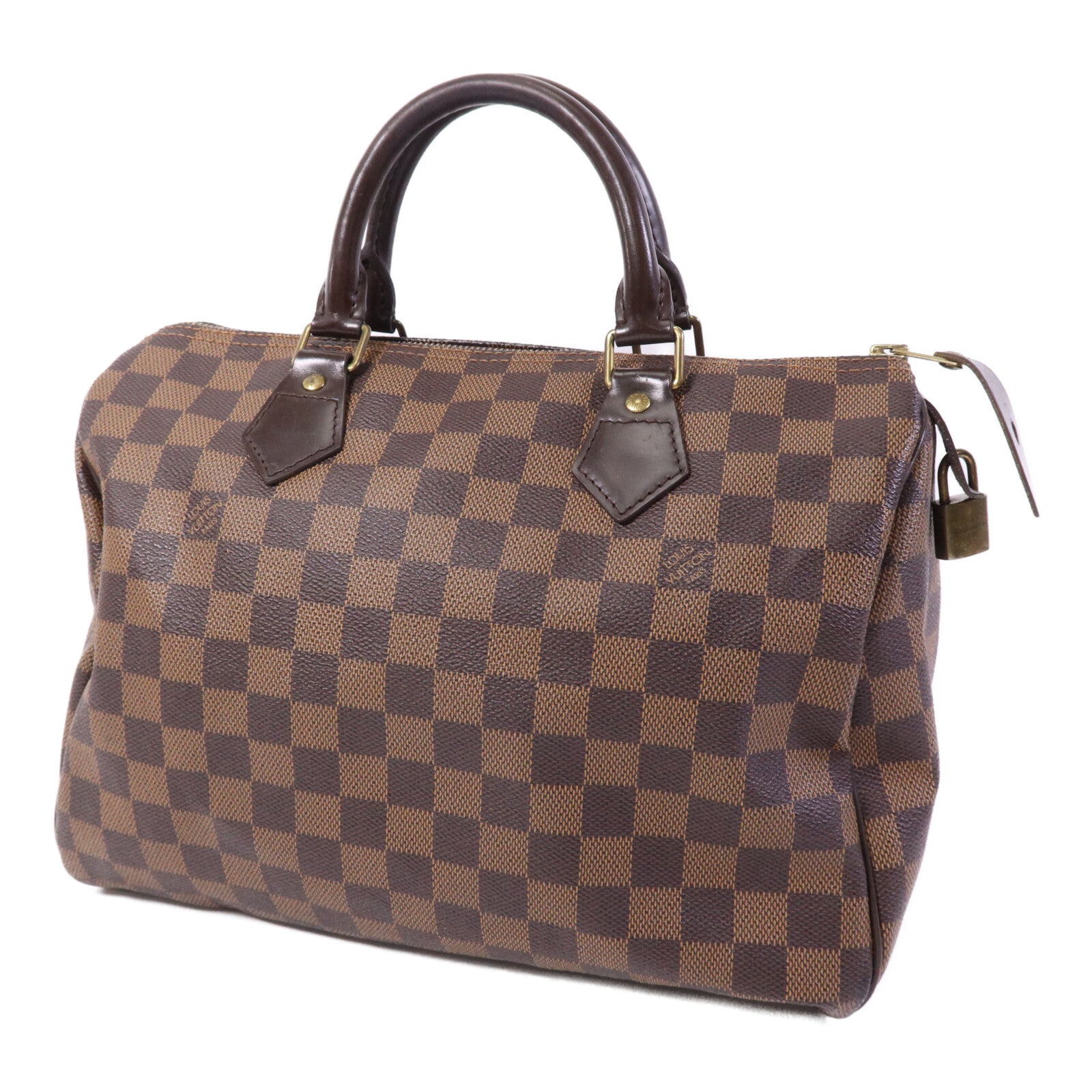 LOUIS VUITTON Damier Speedy 30金扣手挽袋
