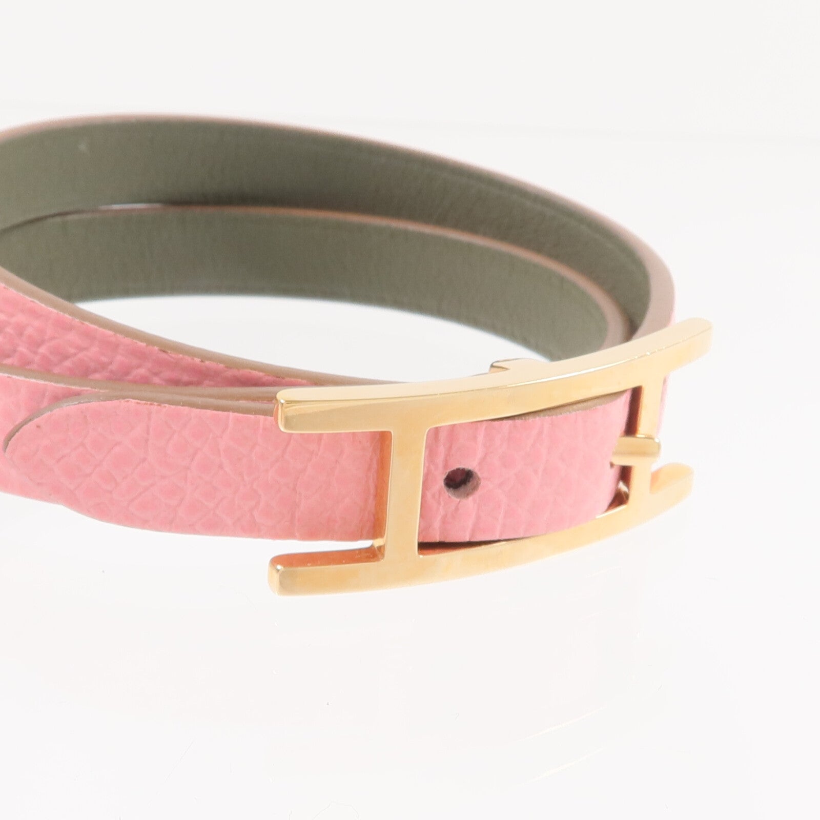 HERMES 【激減優惠】Epsom皮革Behapi Double Tour Bracelet手帶Rose Lipstick