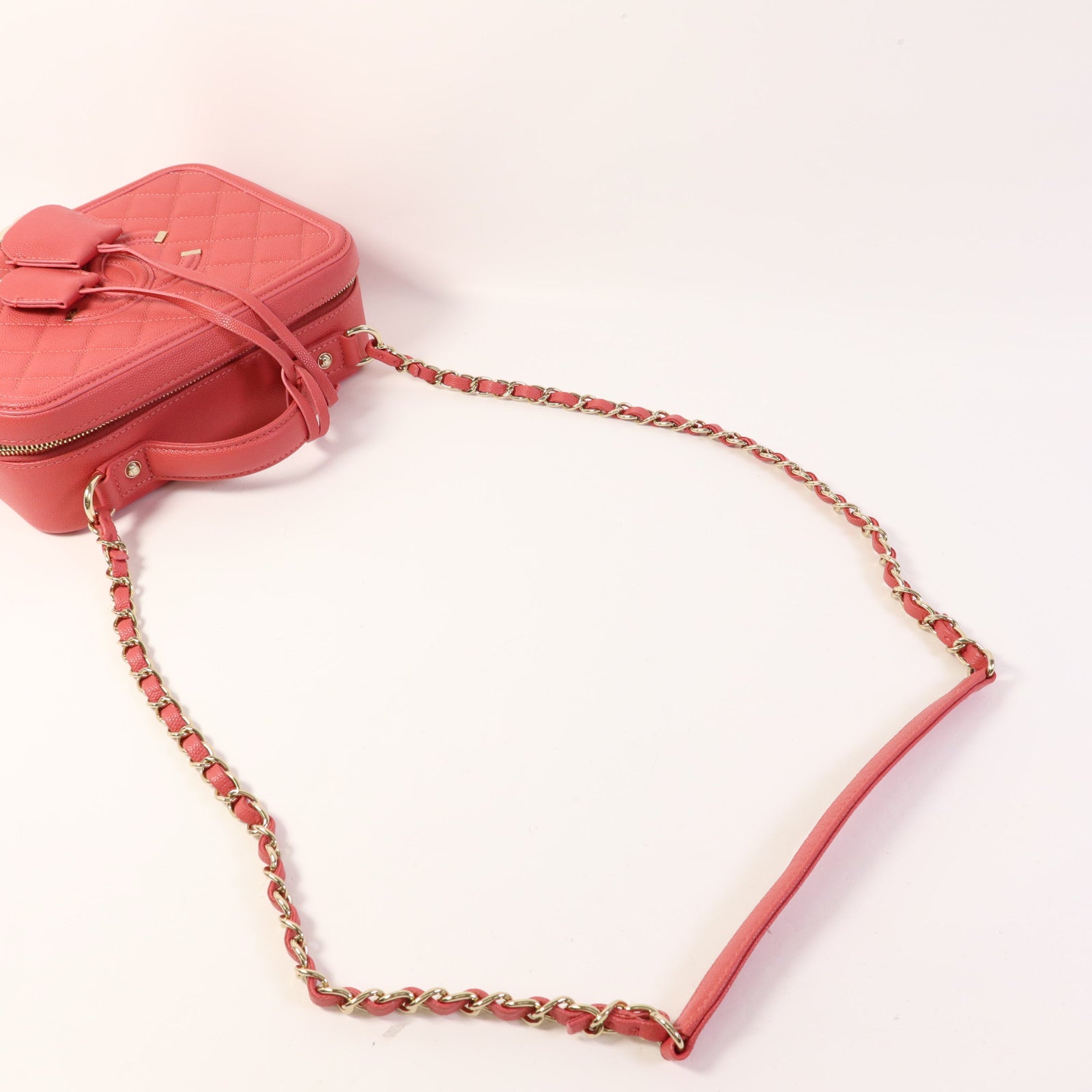 CHANEL 牛皮皮革Vanity Case金扣手挽肩背兩用袋