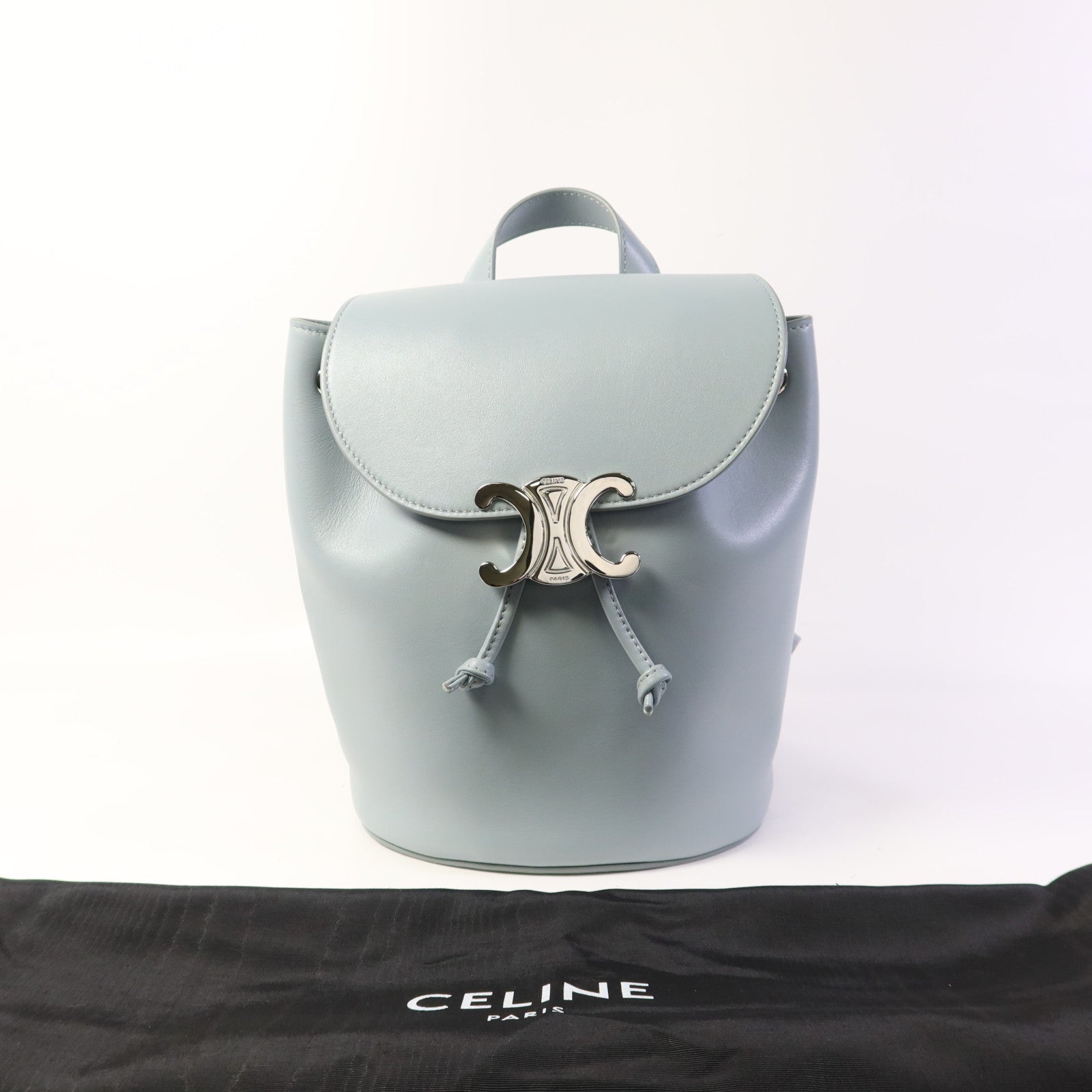 CELINE 牛皮皮革Bonnie銀扣背包