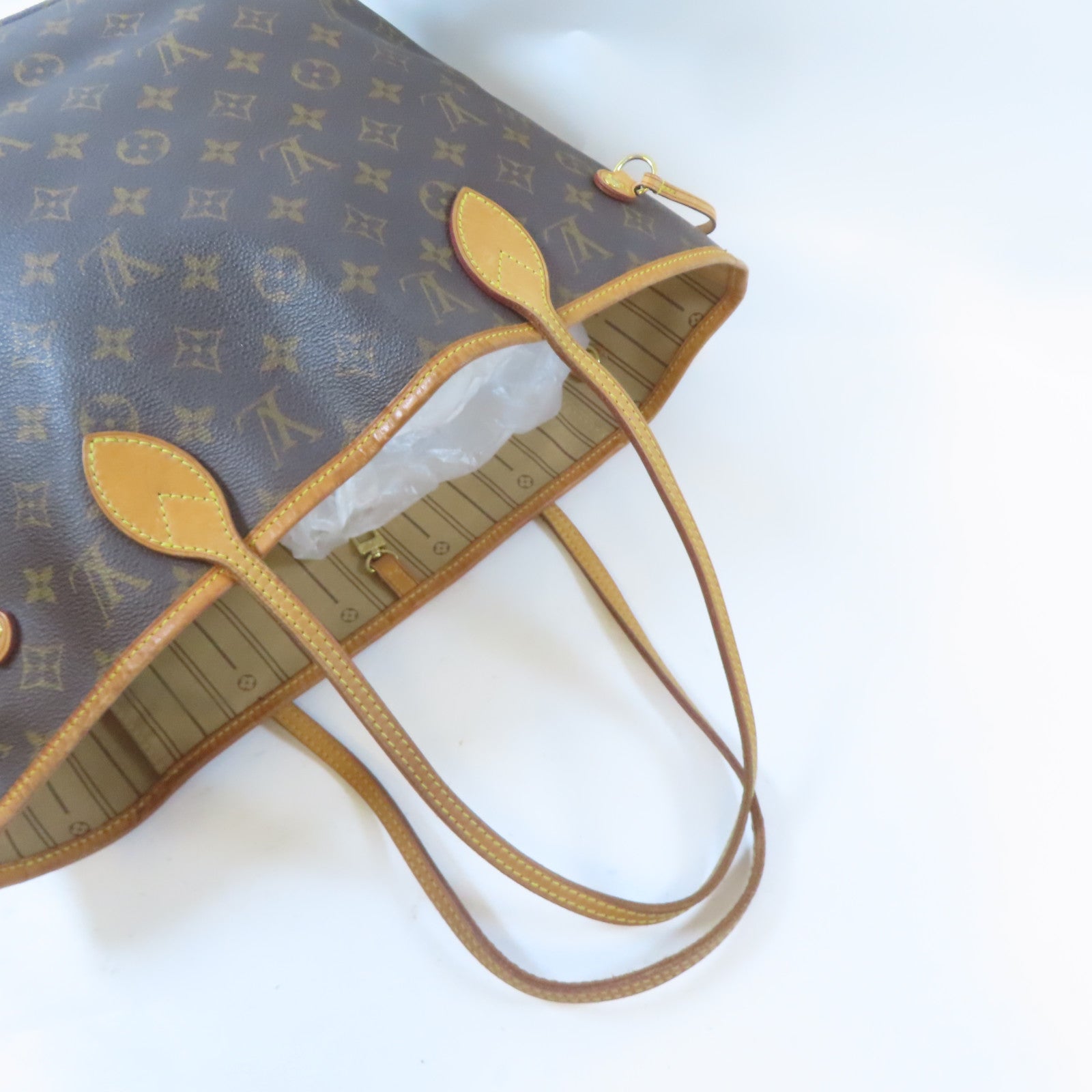LOUIS VUITTON Monogram Neverfull MM金扣肩背袋/手挽袋啡色
