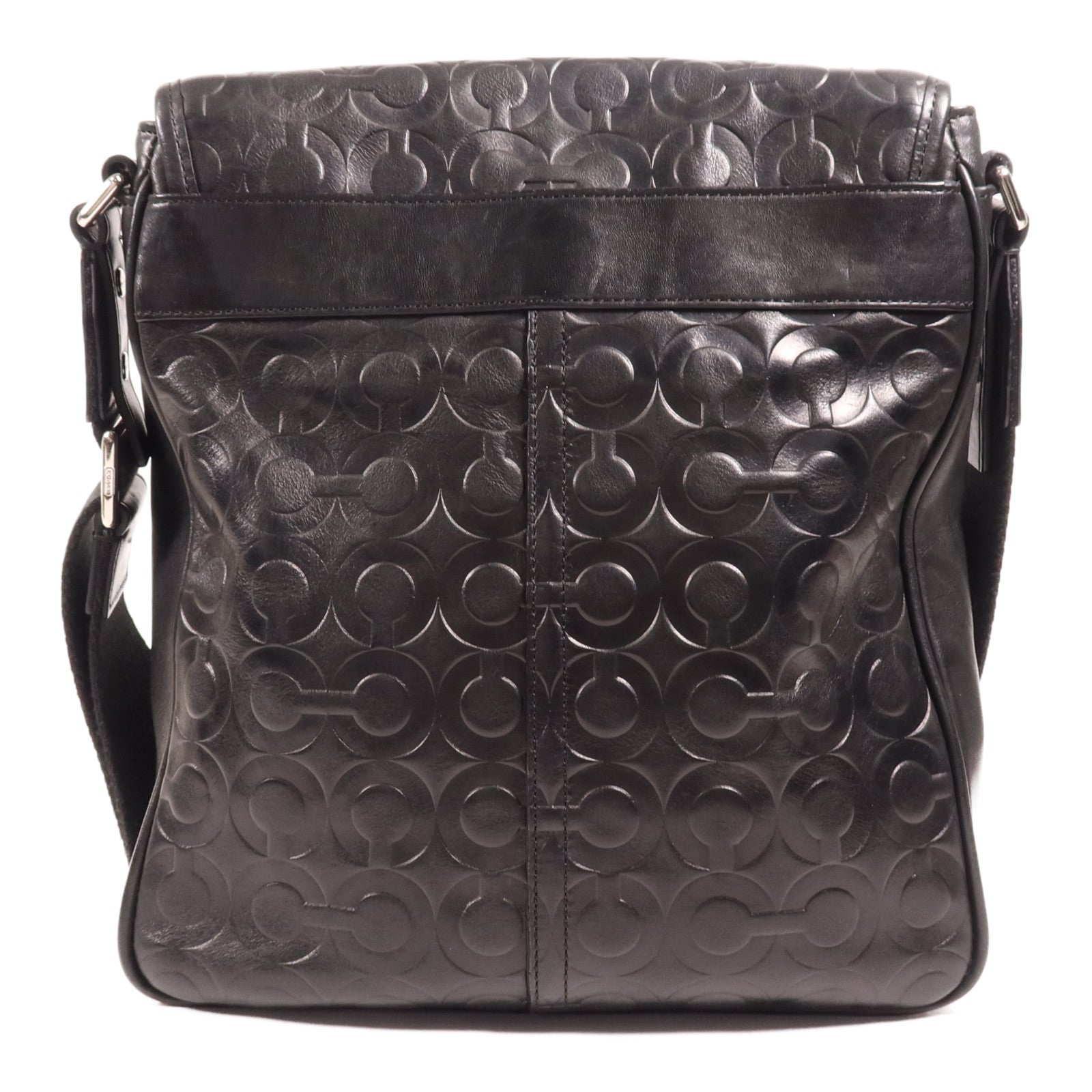 COACH 牛皮皮革Shoulder Bag銀扣肩背袋