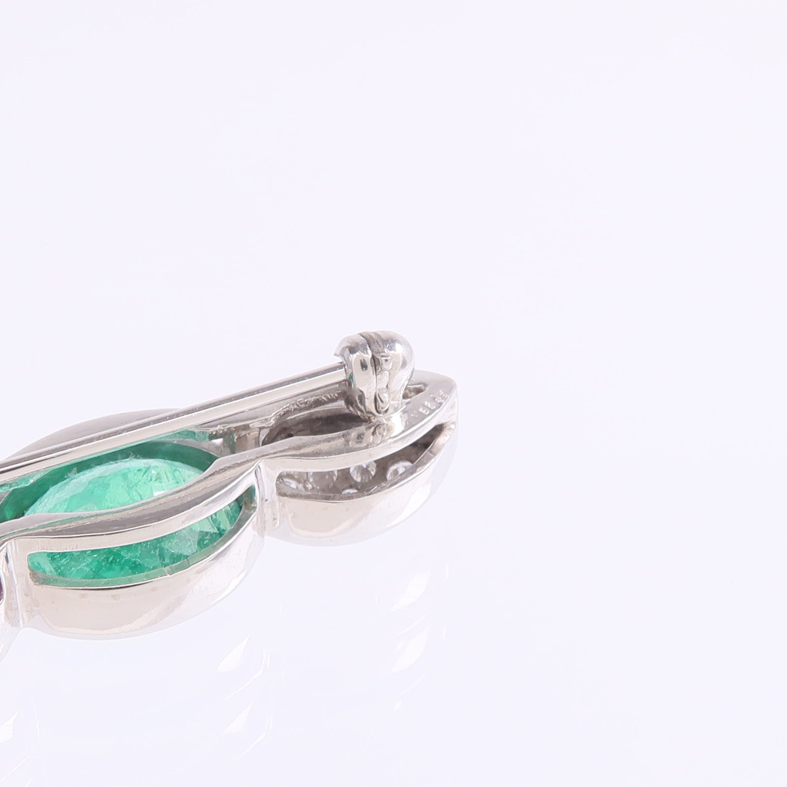 JEWELRY PT950鉑金Emerald Tourmaline Diamond Brooch綠寶石/粉紅色碧璽/鑽石胸針