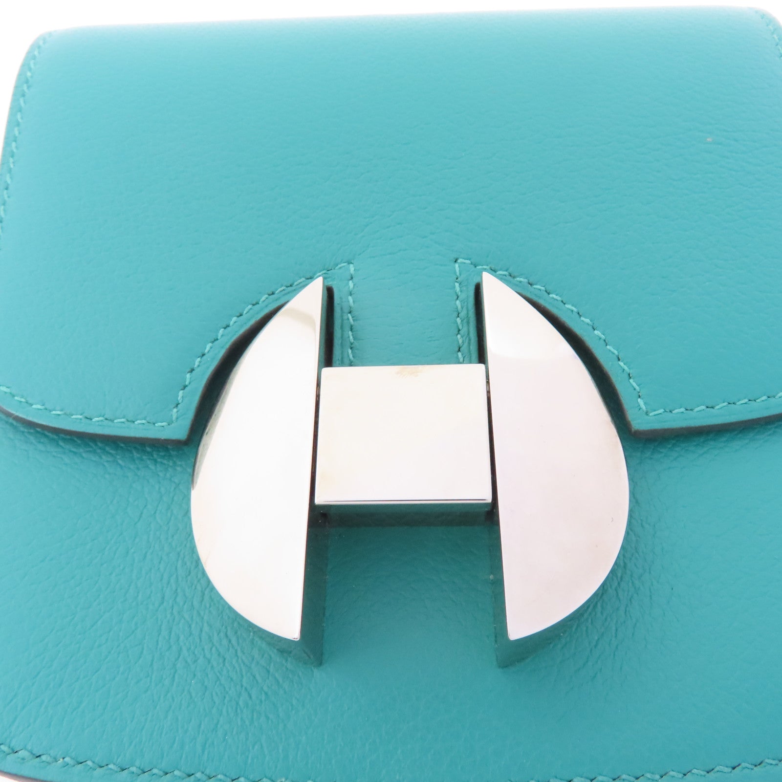 HERMES 【激減優惠】Evercolor皮革2002 Wallet銀扣錢包Vert Verone/綠色