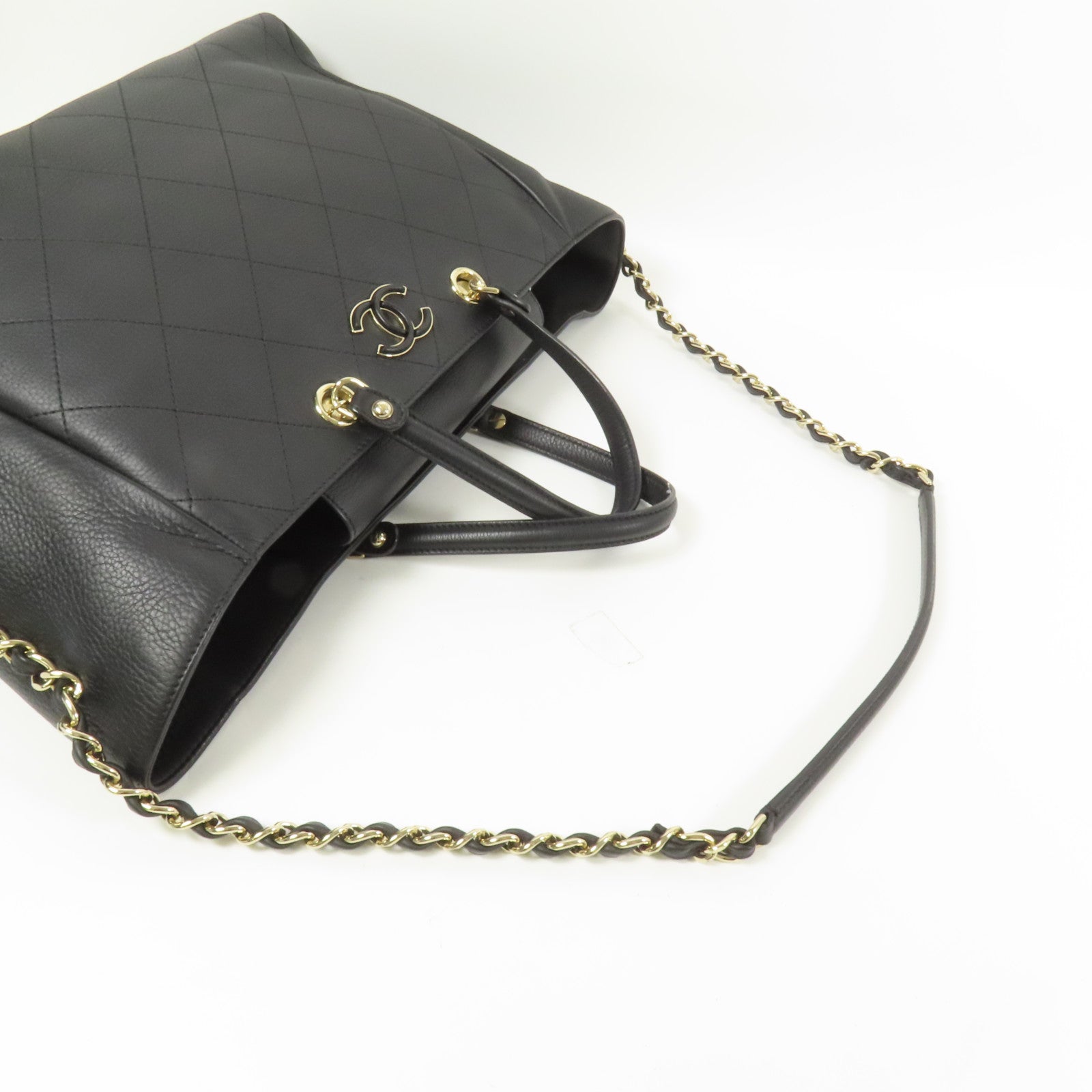 CHANEL 牛皮皮革Tote Bag金扣手挽肩背兩用袋