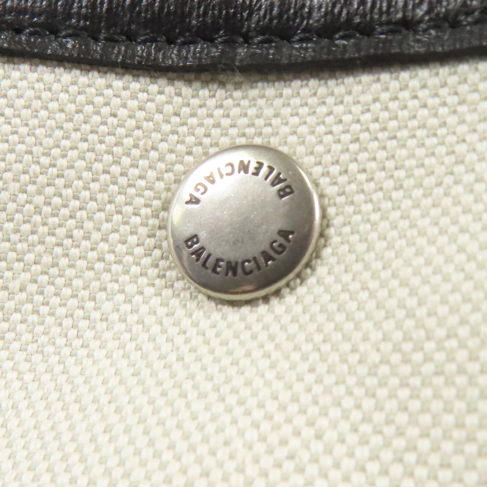 BALENCIAGA 帆布Biarritz Small Bag銀扣手挽肩背兩用袋