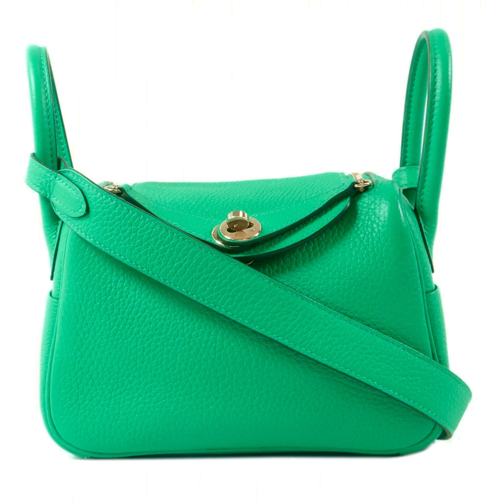 HERMES Clemence皮革Mini Lindy手挽肩背兩用袋Bambou