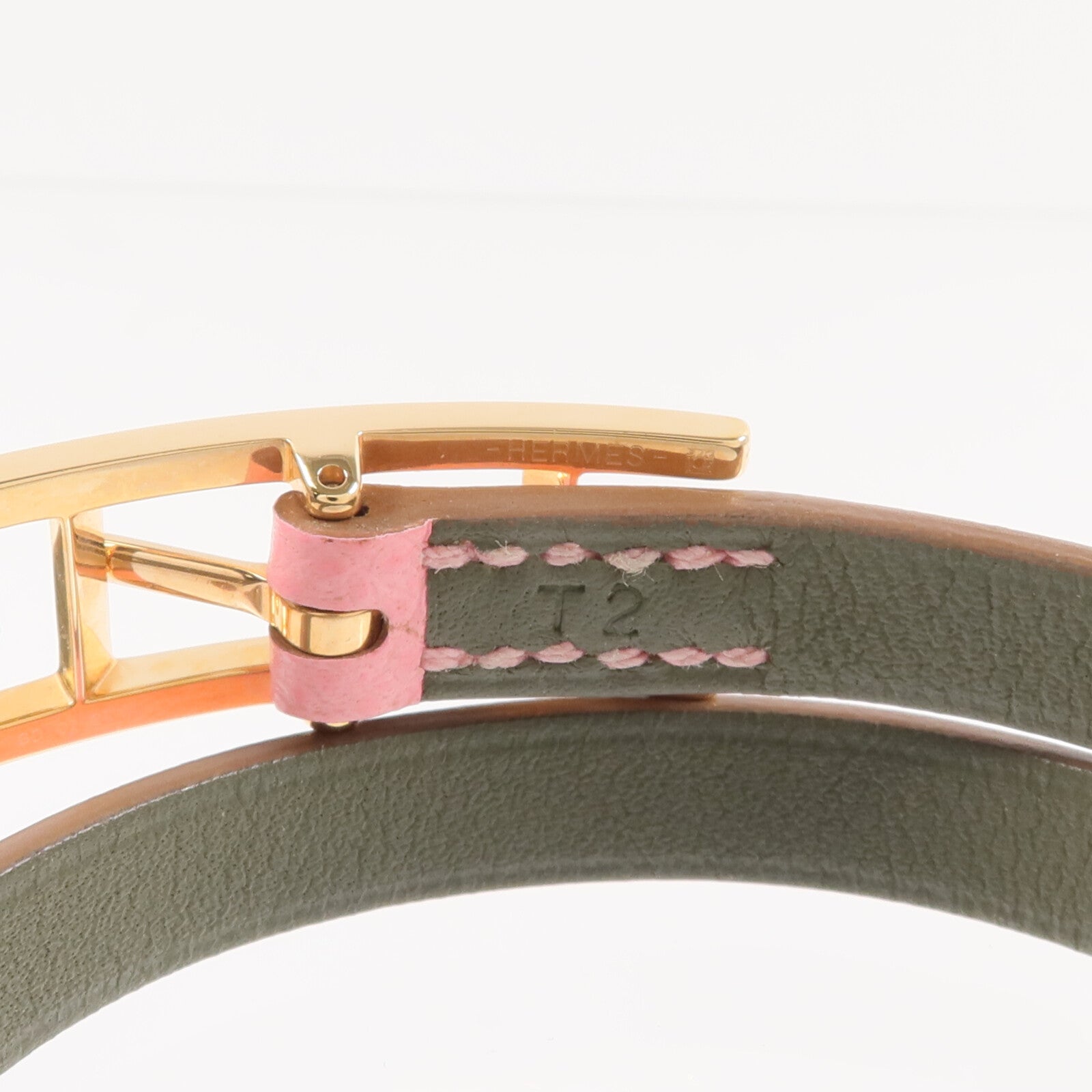 HERMES 【激減優惠】Epsom皮革Behapi Double Tour Bracelet手帶Rose Lipstick