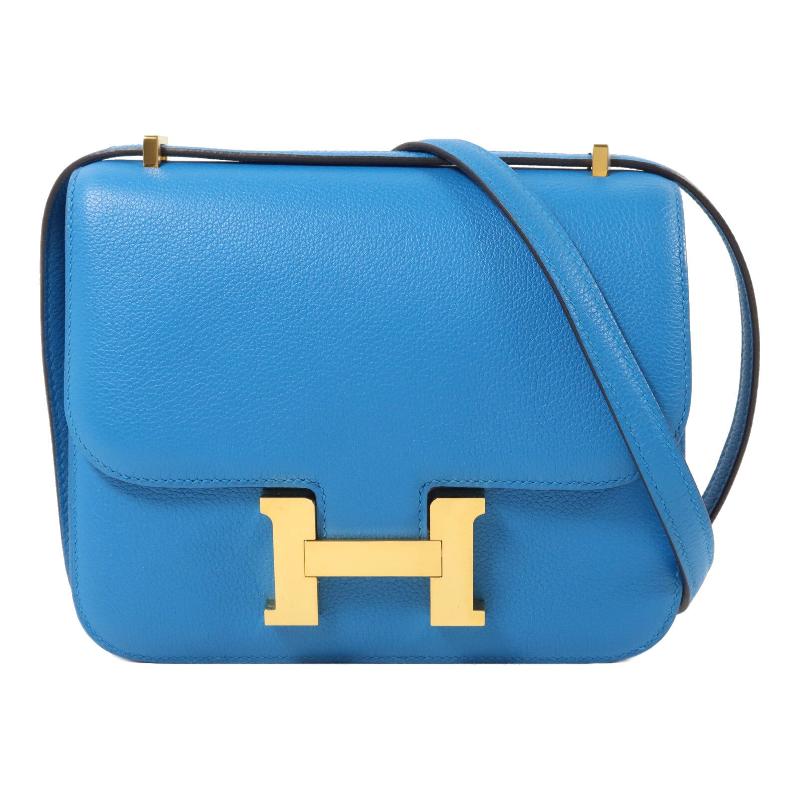 HERMES Evercolor皮革Constance Mini肩背袋Bleu Zanzibar