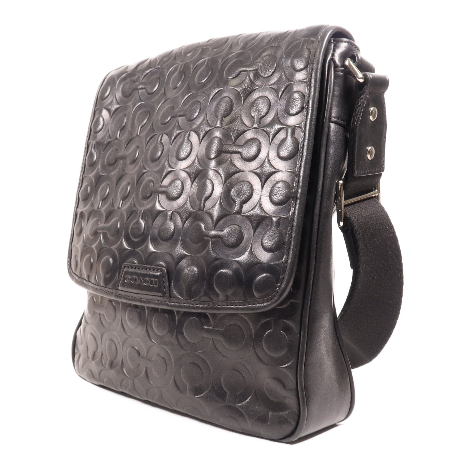 COACH 牛皮皮革Shoulder Bag銀扣肩背袋