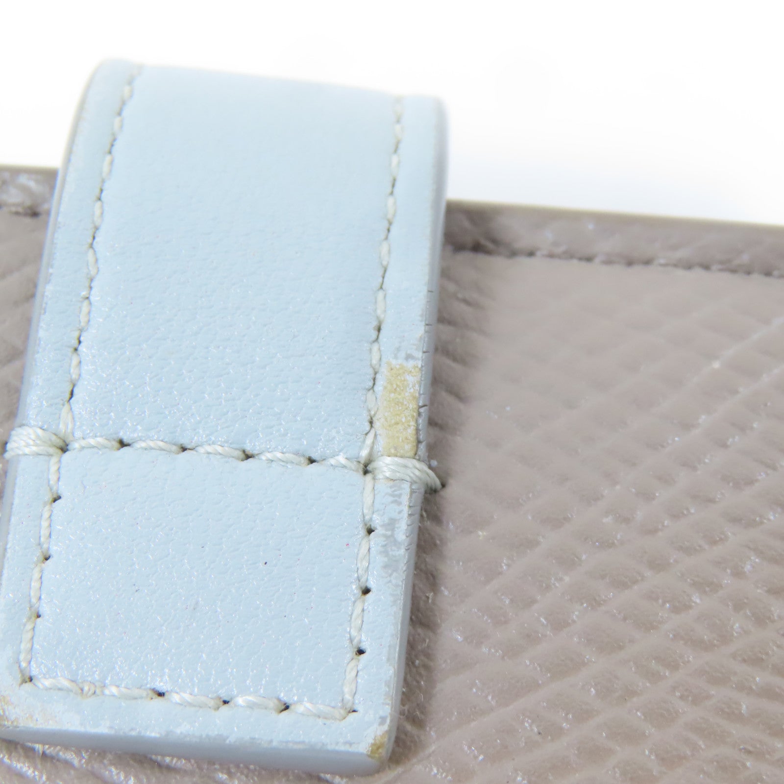 CELINE 牛皮皮革Medium Strap Wallet金扣錢包灰色/淺藍色