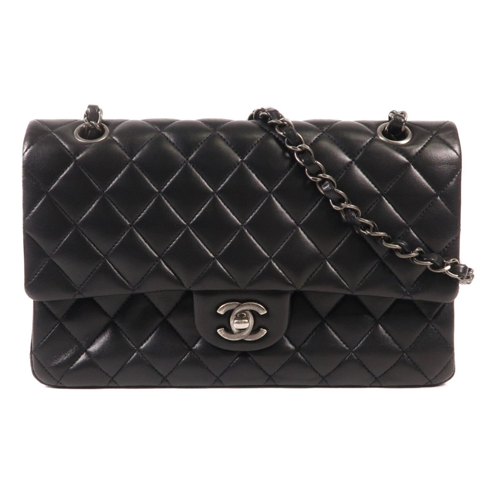 CHANEL 羊皮皮革Classic 25銀扣鏈帶肩背袋