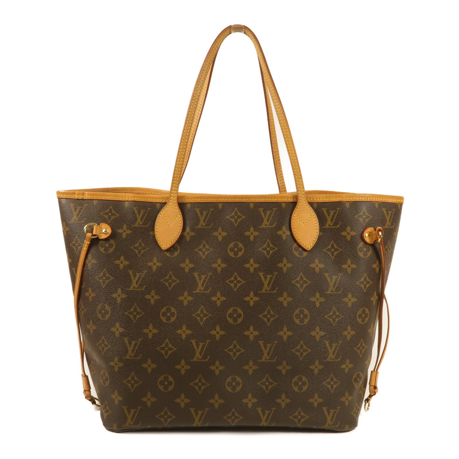 LOUIS VUITTON Monogram Neverfull MM金扣手挽袋