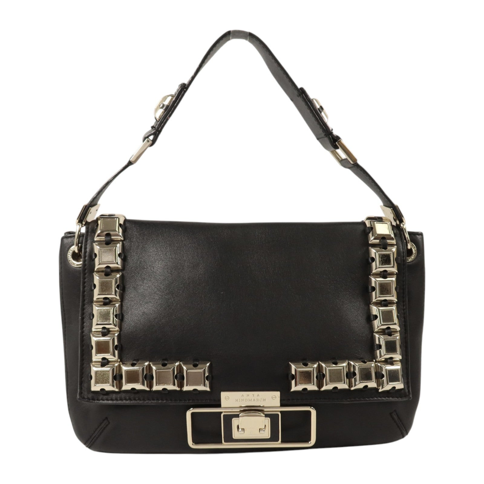 ANYA HINDMARCH 牛皮皮革Shoulder Bag金扣肩背袋