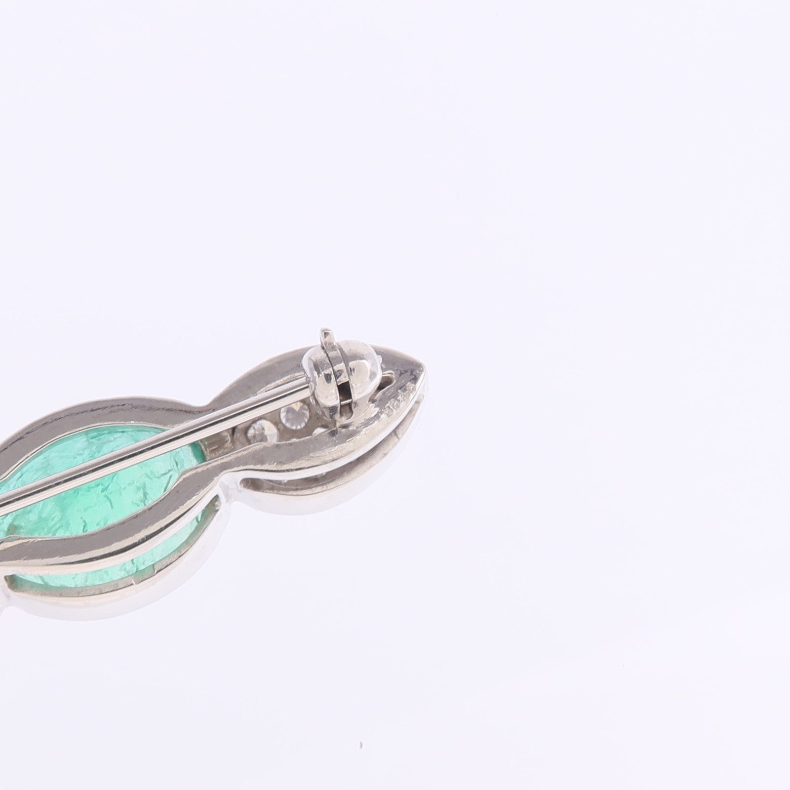 JEWELRY PT950鉑金Emerald Tourmaline Diamond Brooch綠寶石/粉紅色碧璽/鑽石胸針