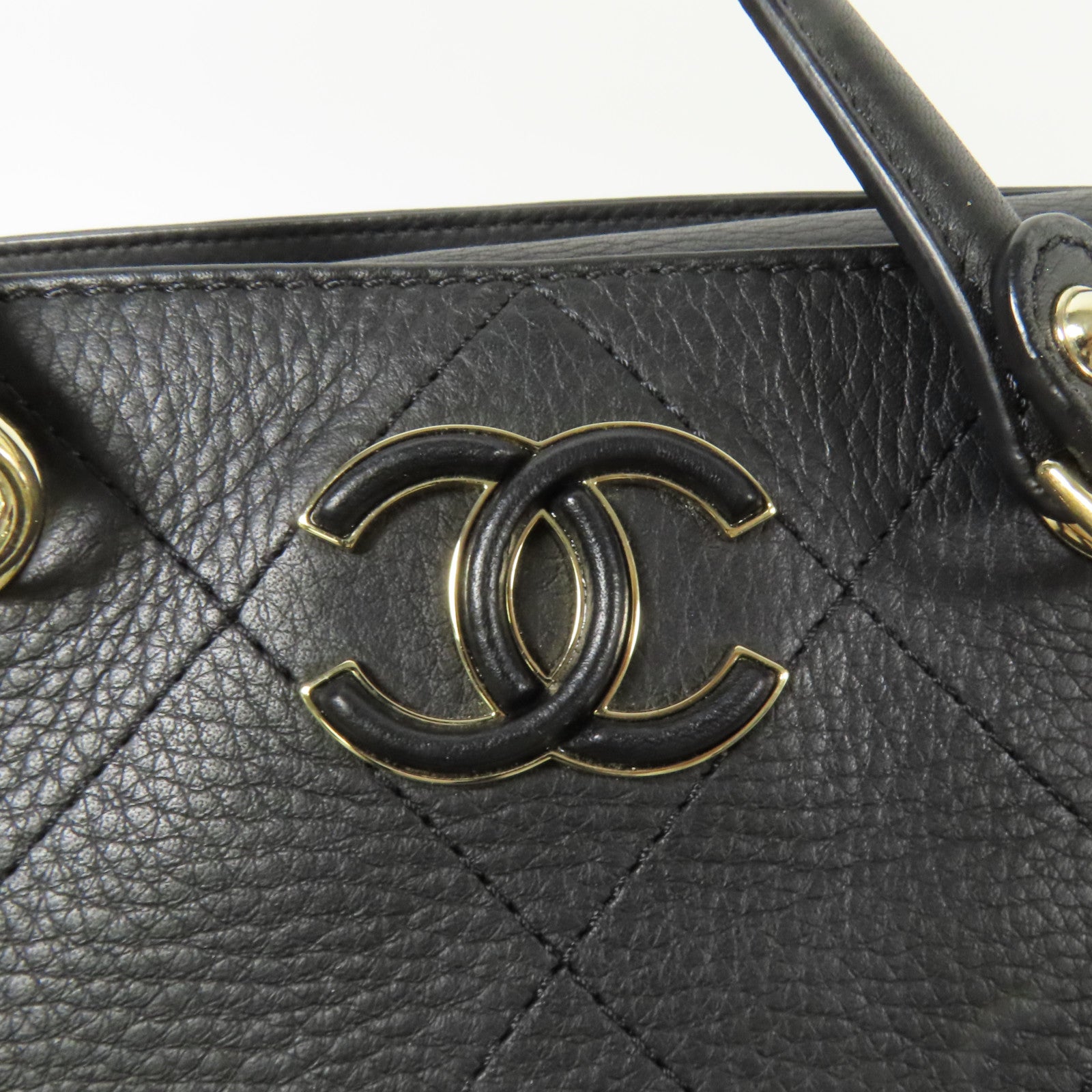 CHANEL 牛皮皮革Tote Bag金扣手挽肩背兩用袋