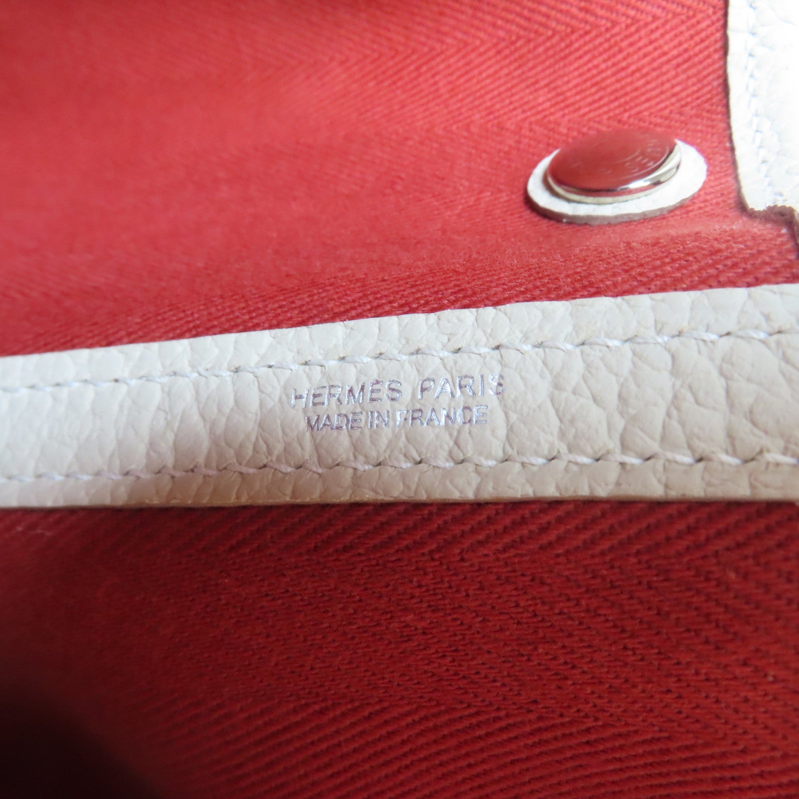 HERMES 帆布Garden Party PM銀扣手挽袋番茄紅色