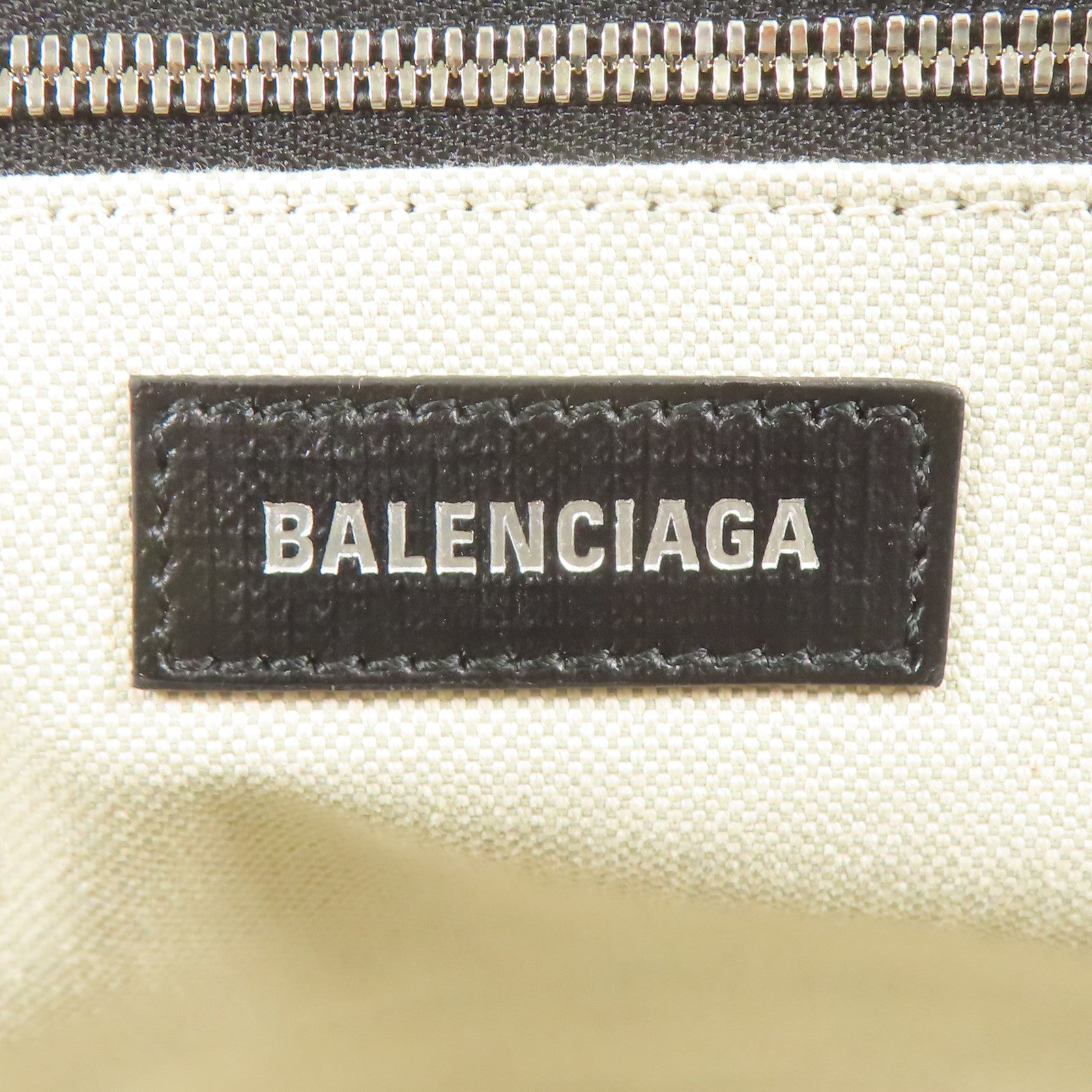 BALENCIAGA 帆布Biarritz Small Bag銀扣手挽肩背兩用袋
