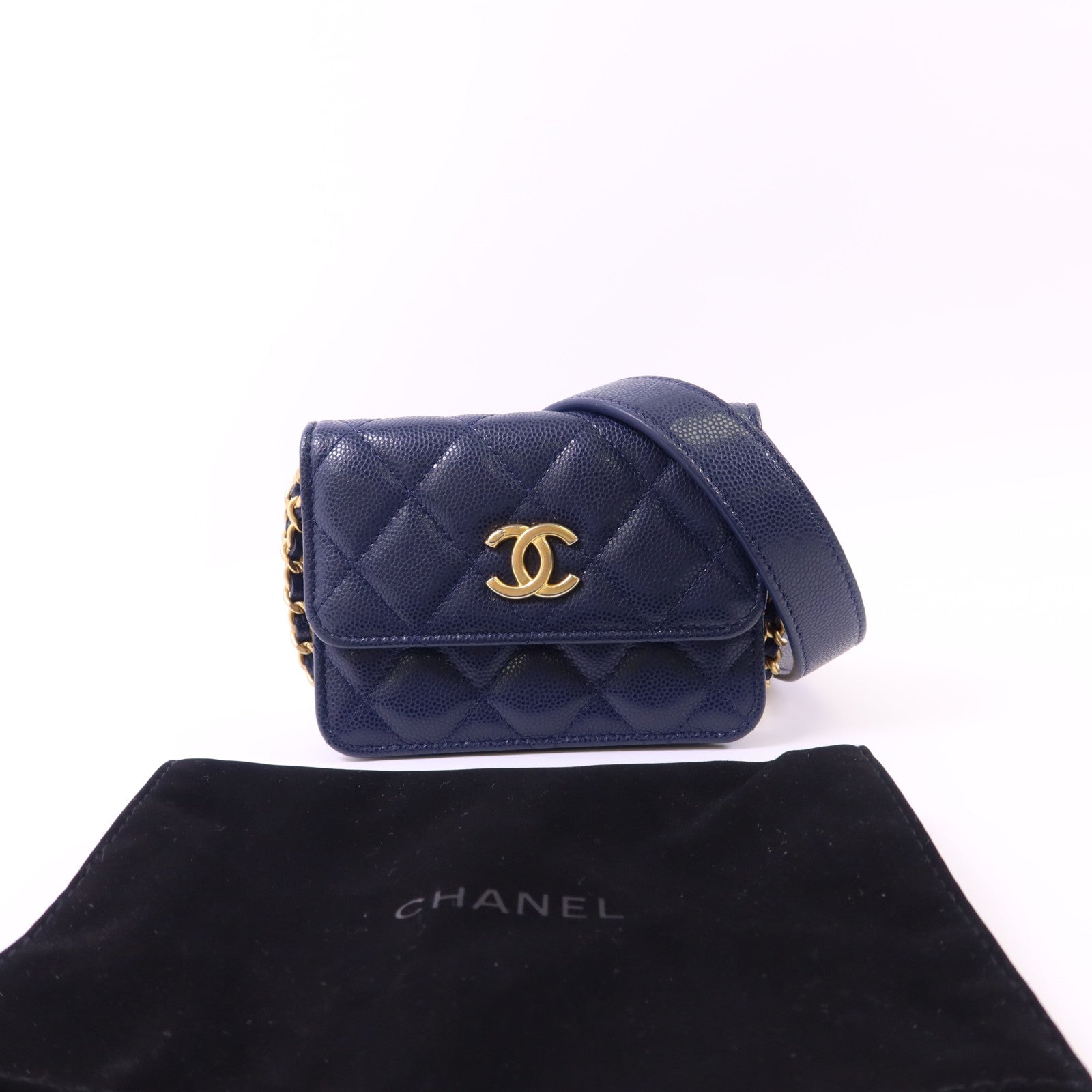 CHANEL 牛皮皮革Chain Shoulder Bag金扣鏈帶肩背袋