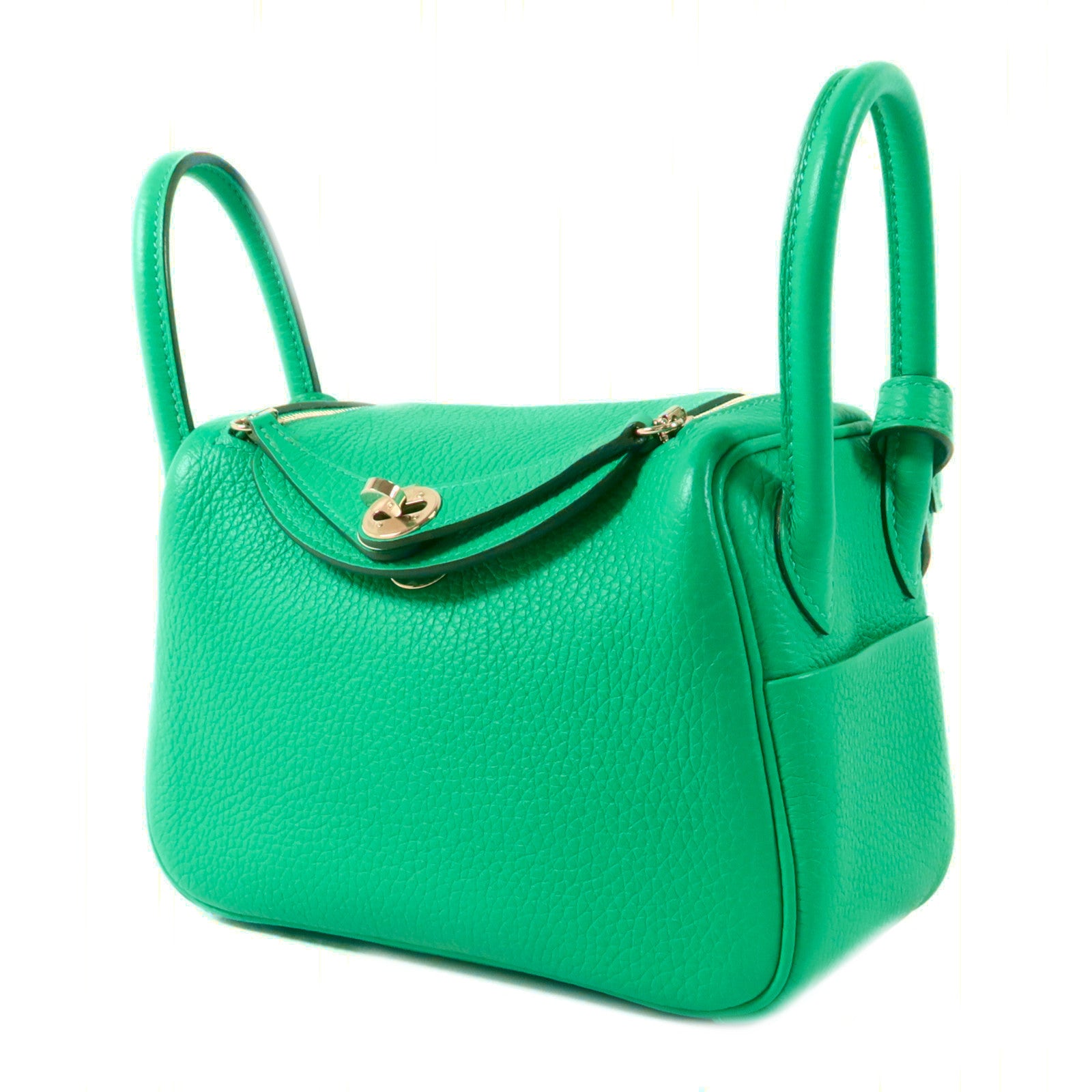 HERMES Clemence皮革Mini Lindy手挽肩背兩用袋Bambou