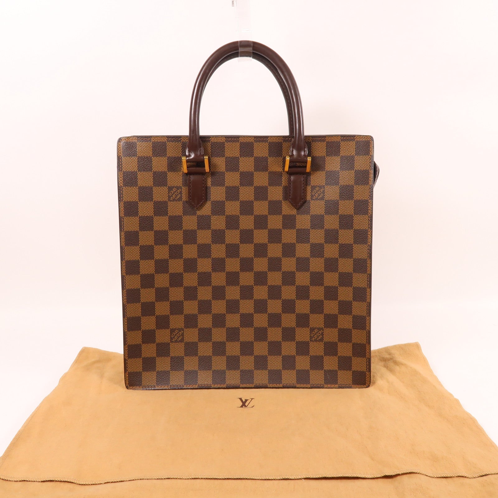 LOUIS VUITTON 【激減優惠】Damier Ebene Venice金扣手挽袋