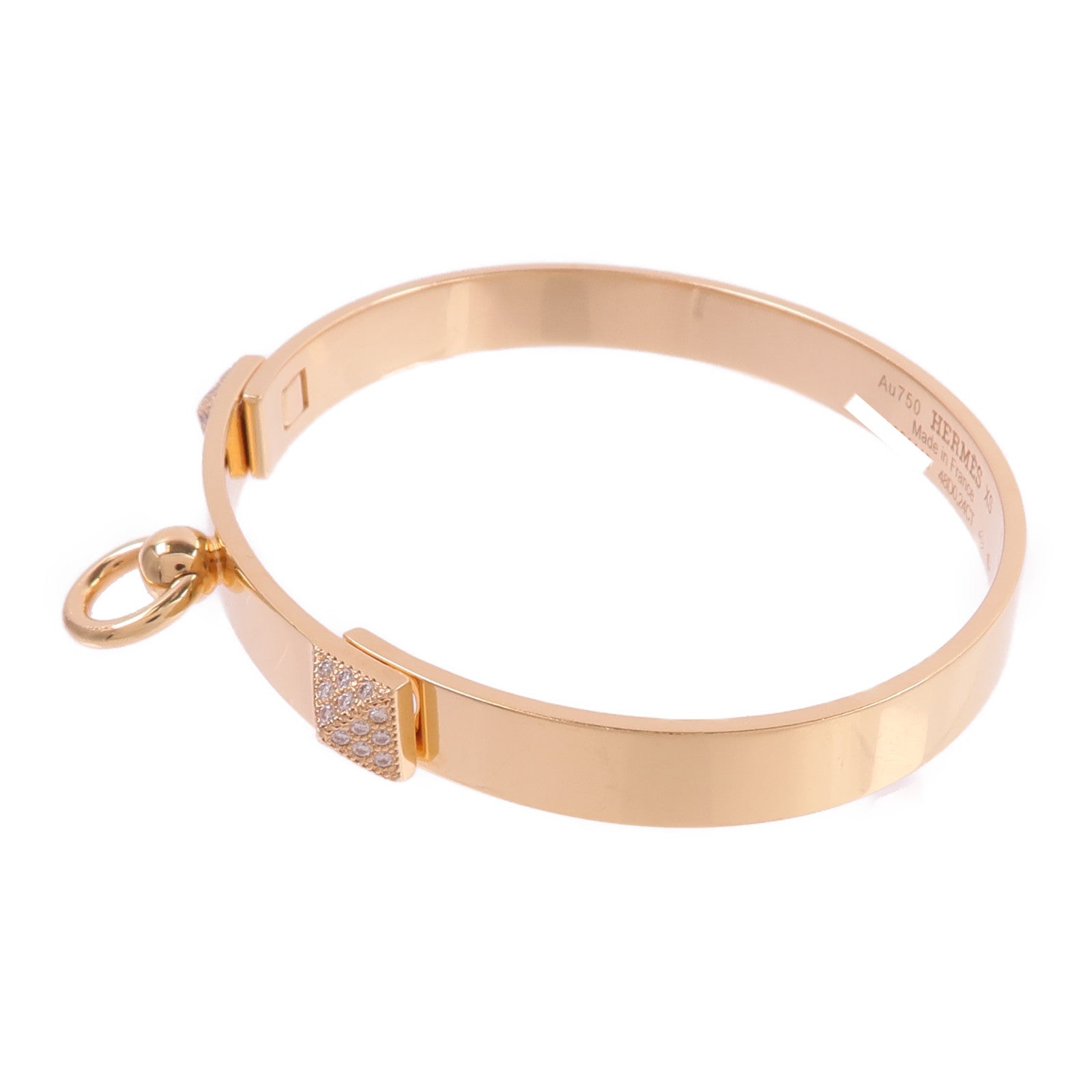 HERMES 18K玫瑰金Collier De Chien Bracelet XS鑽石手鐲