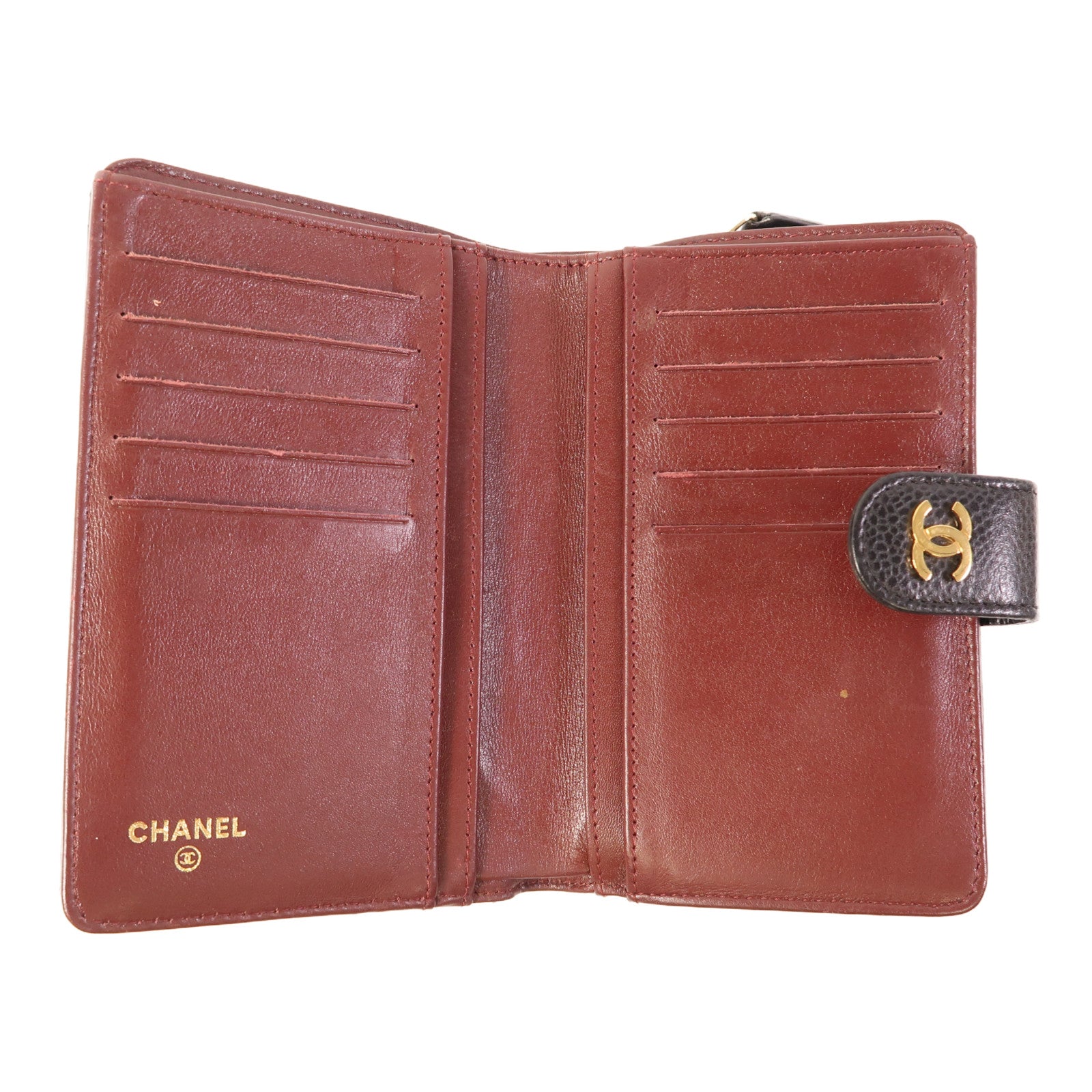 CHANEL 牛皮皮革Wallet金扣錢包