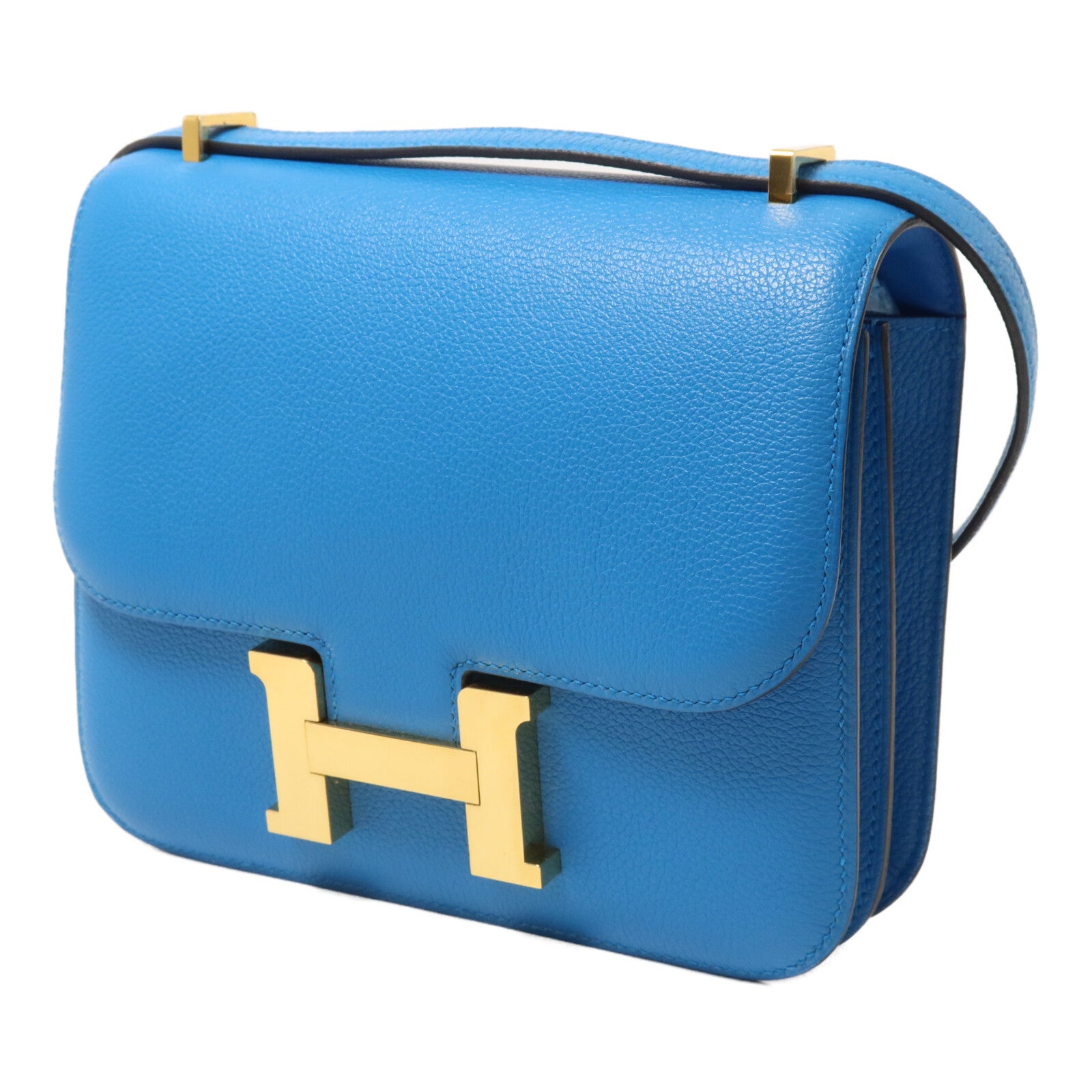 HERMES Evercolor皮革Constance Mini肩背袋Bleu Zanzibar