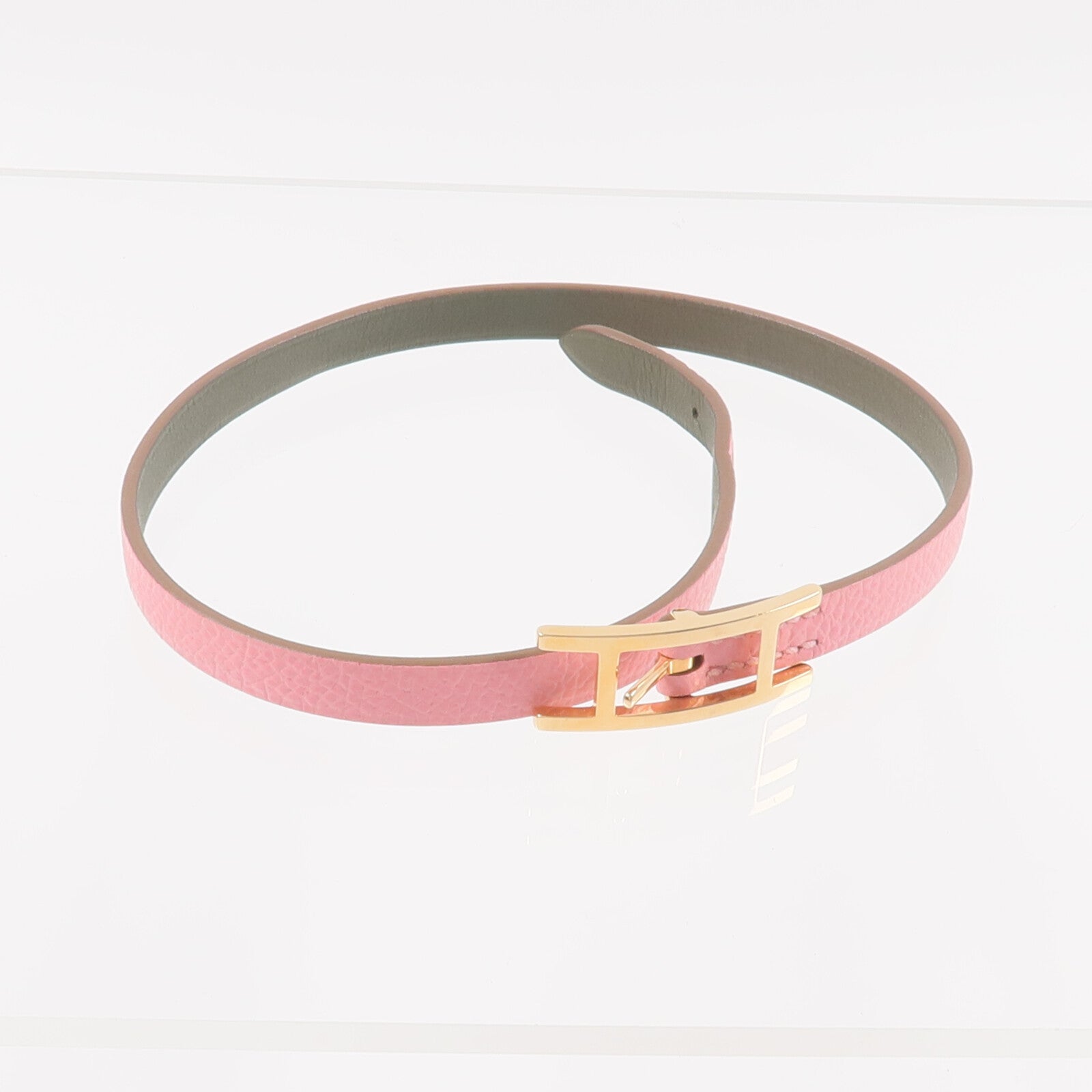 HERMES 【激減優惠】Epsom皮革Behapi Double Tour Bracelet手帶Rose Lipstick