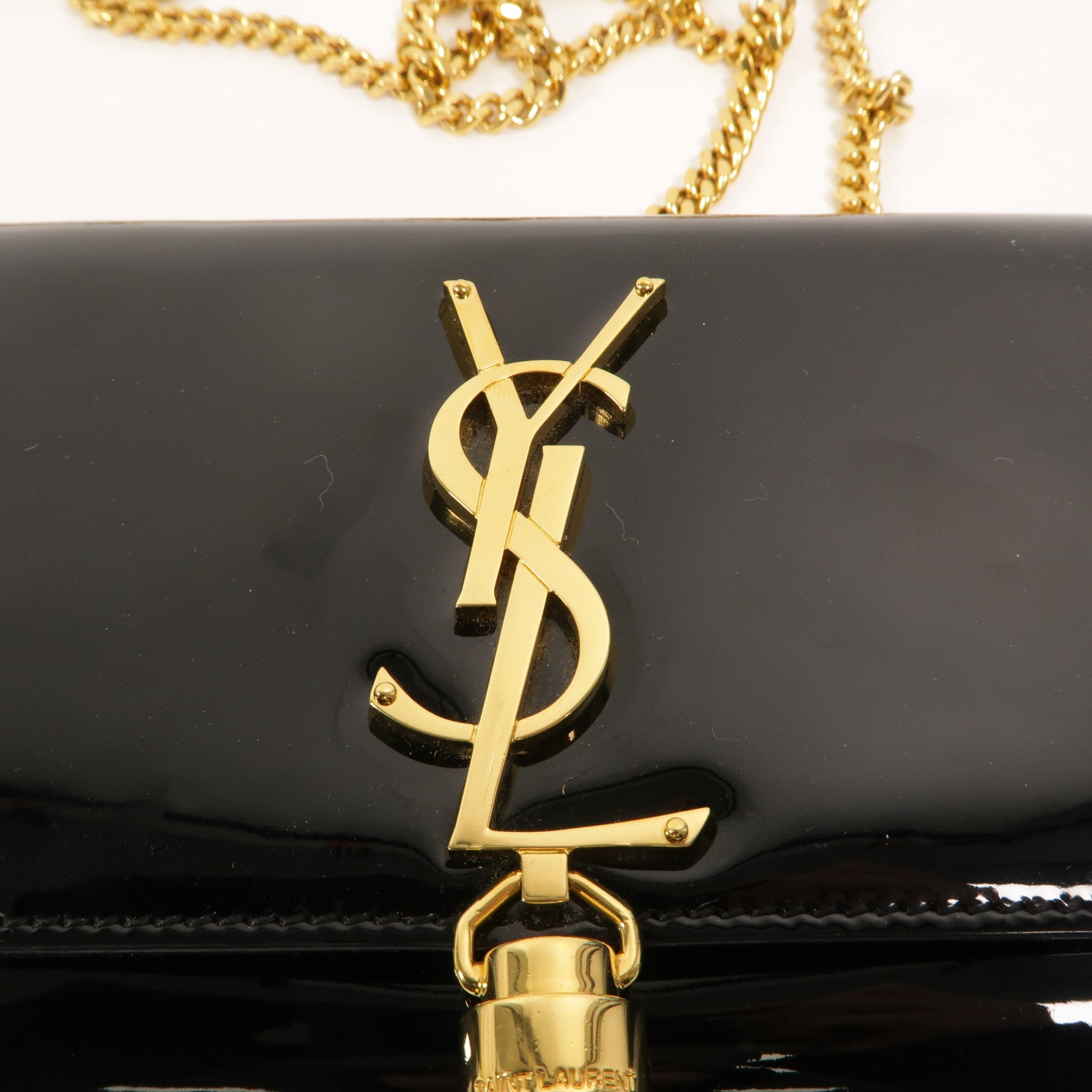 SAINT LAURENT 漆皮皮革Kate Small鏈帶肩背袋