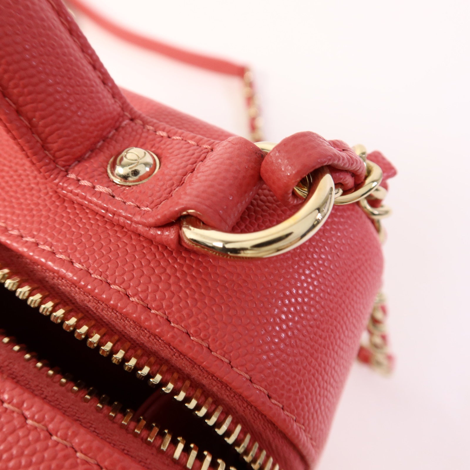 CHANEL 牛皮皮革Vanity Case金扣手挽肩背兩用袋