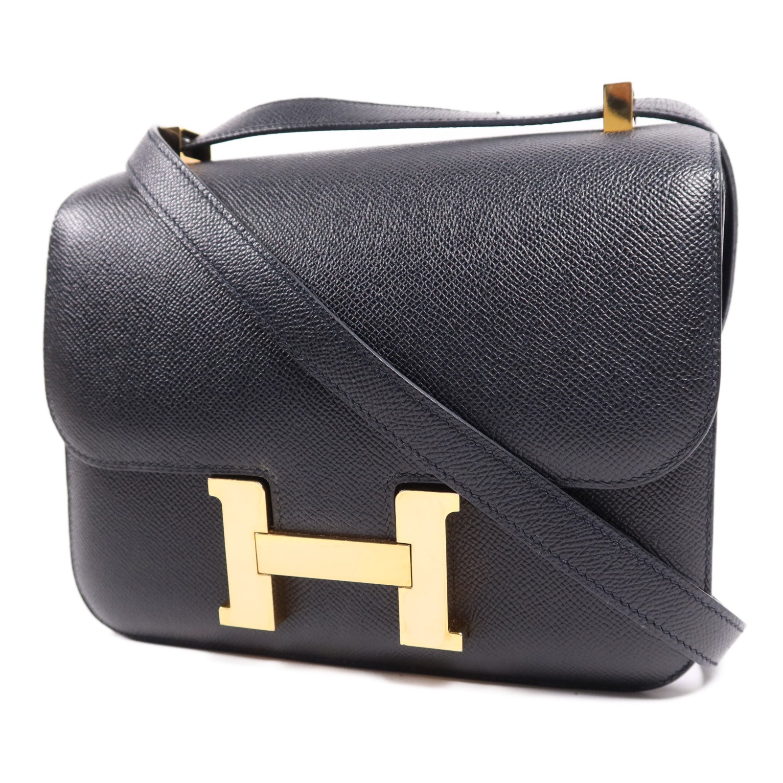 HERMES Epsom皮革Constance 24金扣肩背袋Noir
